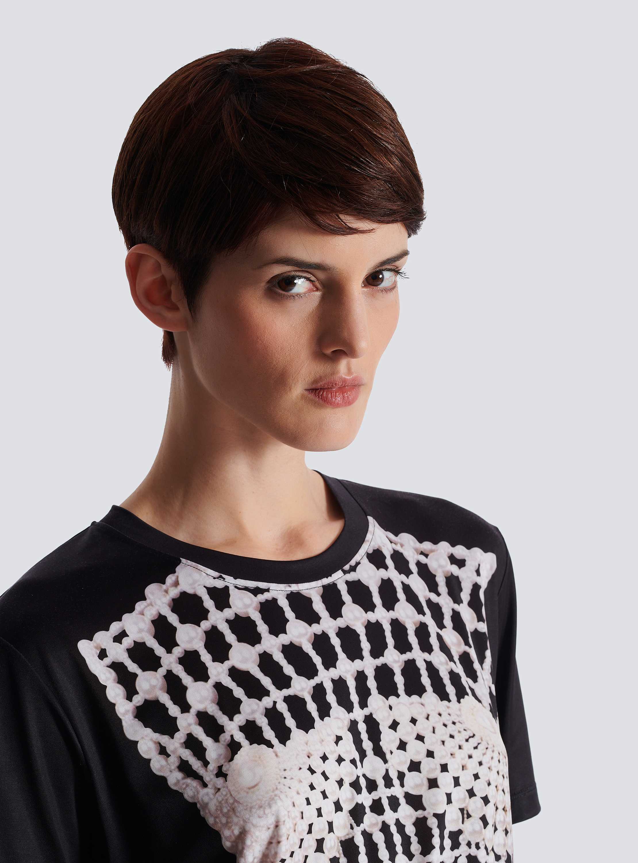 トロンプルイユ エンブロイダリープリント Tシャツ