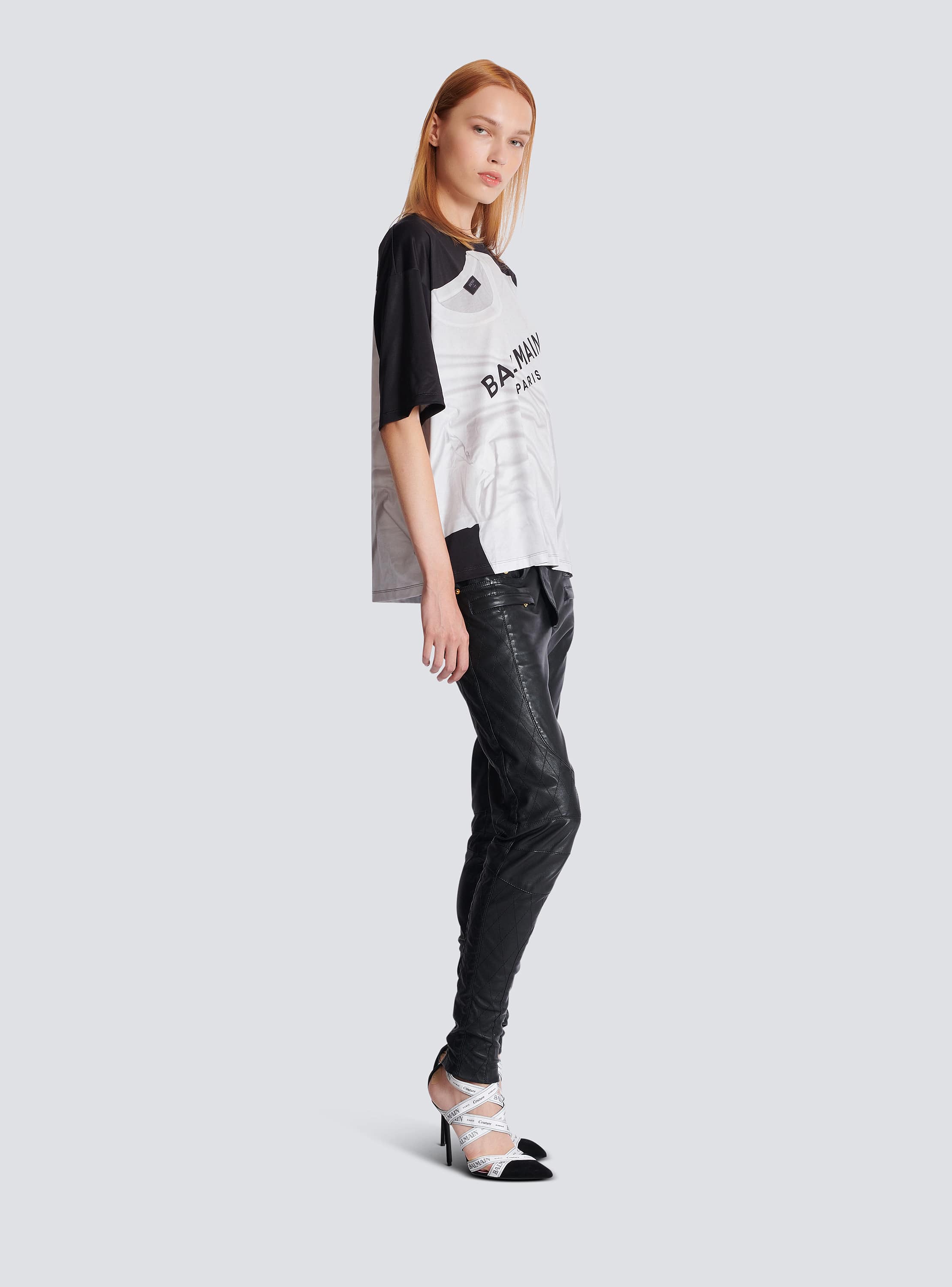 Tシャツ・カットソー BALMAIN SS25 BIG EYE PRINT LOGO TEE (EF0EG012GE84 GTR) Loose T-shirt with optical illusion print - Women | BALMAIN