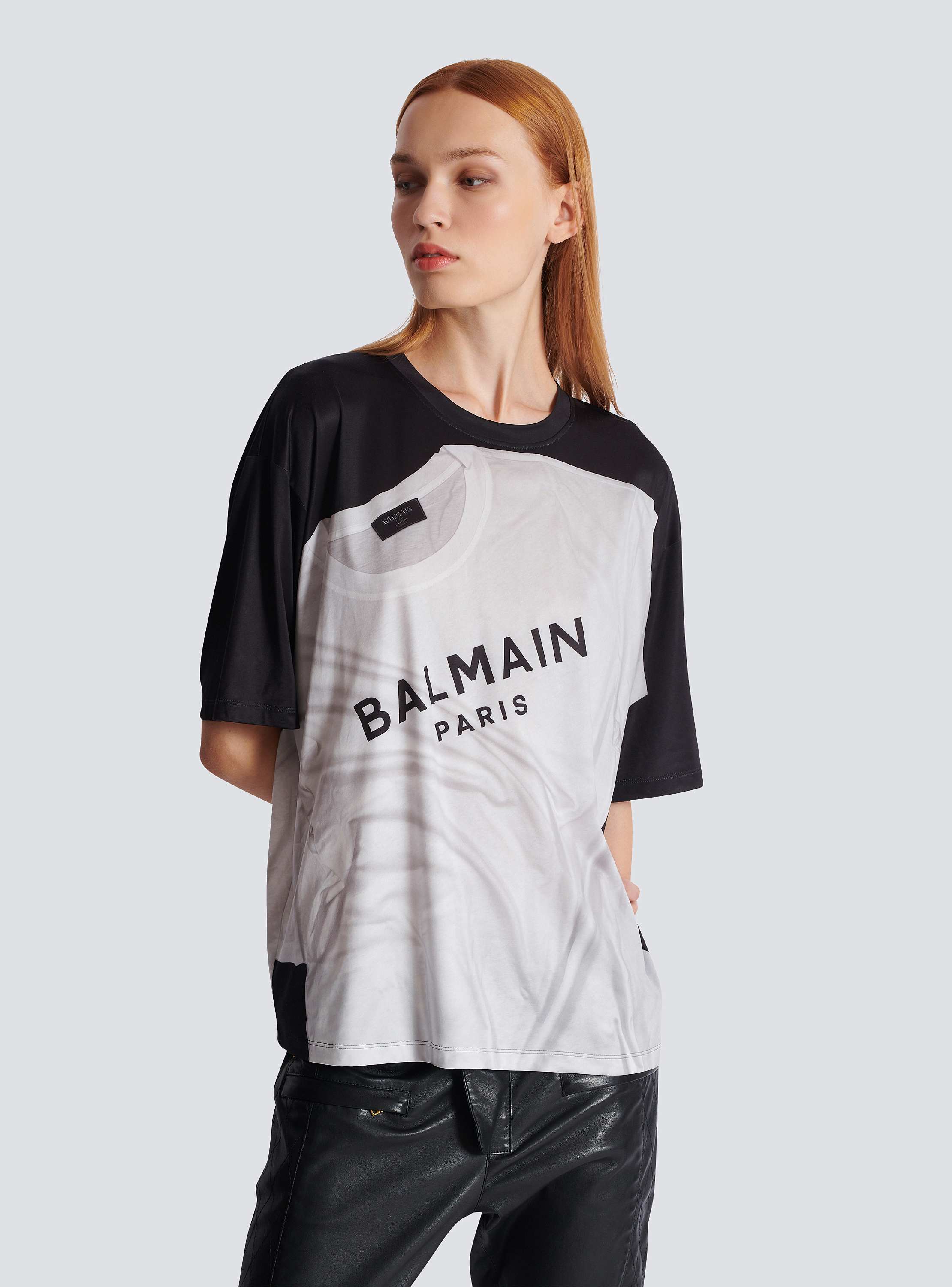 Loose T-shirt with optical illusion print - Women | BALMAIN