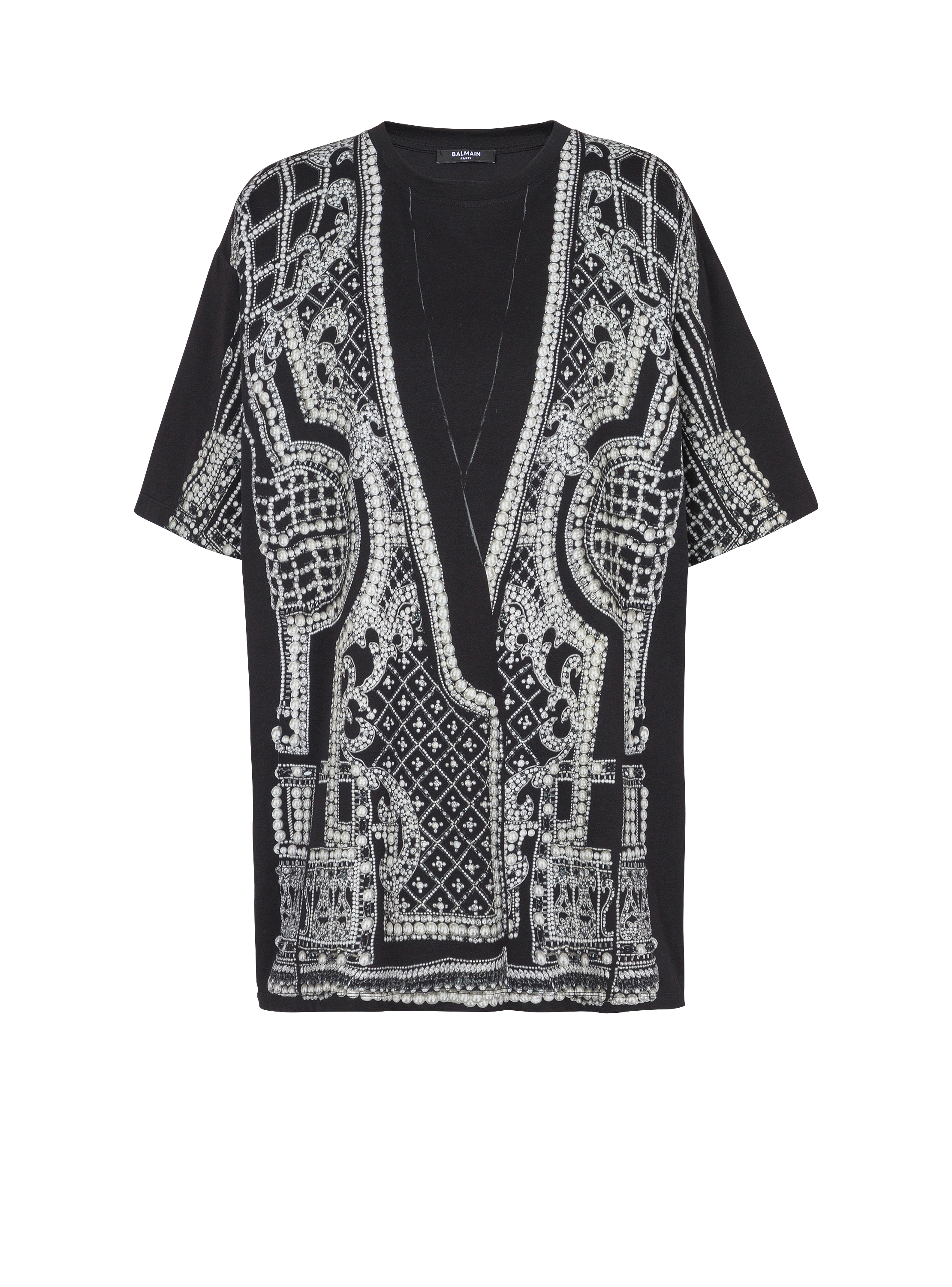Trompe l'œil T-shirt with embroidery print
