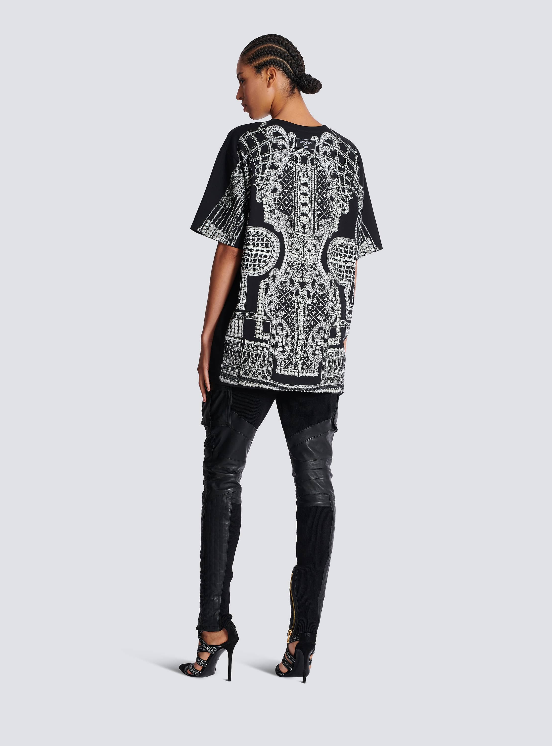 Trompe l'œil T-shirt with embroidery print