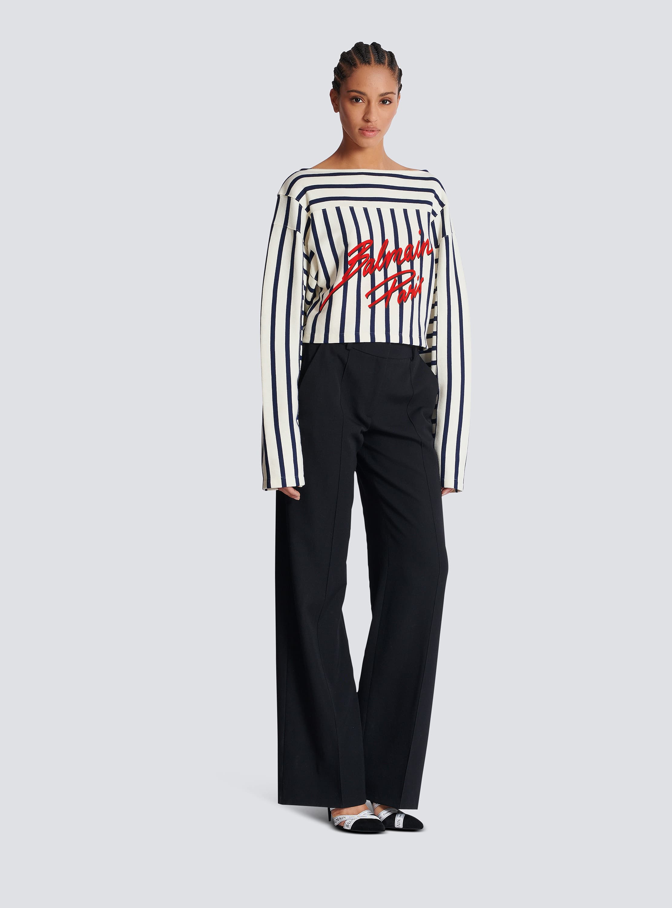 Striped Balmain Baseball long-sleeved top multicolor - Women