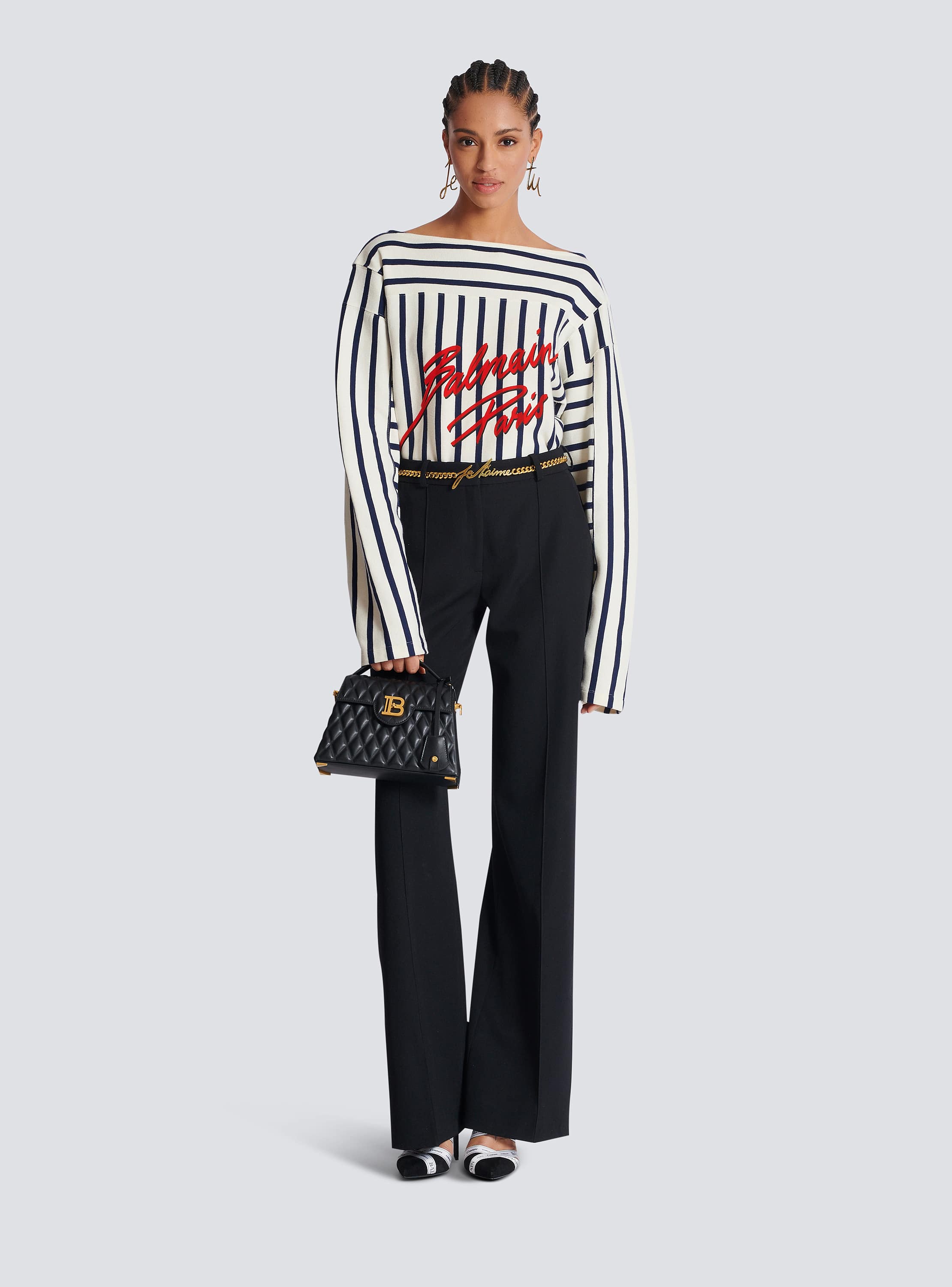 Striped Balmain Baseball long-sleeved top multicolor - Women