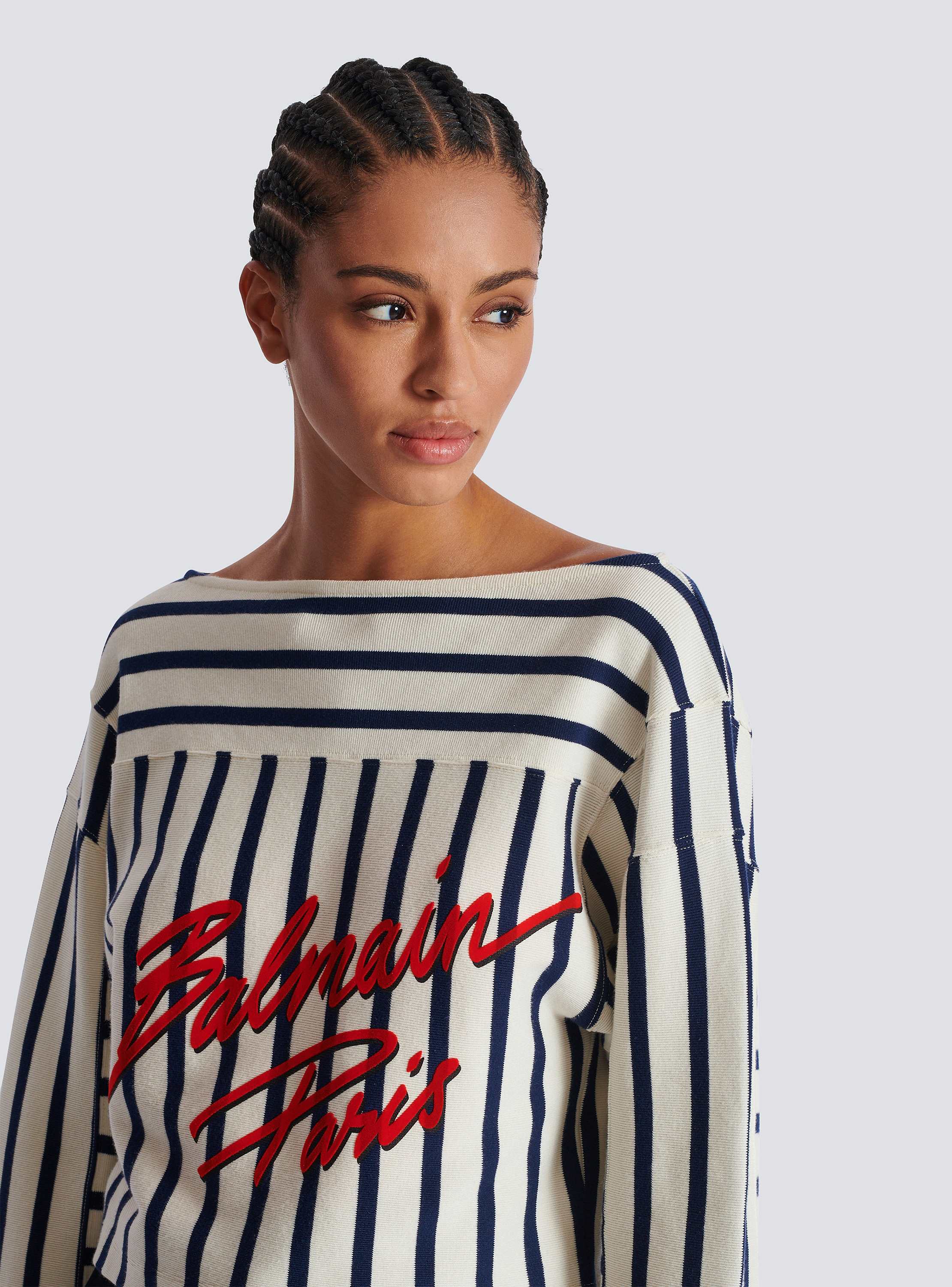 【即納&大特価】 Striped Balmain Baseball long-sleeved top multicolor - Women Tシャツ(半袖/袖なし)
