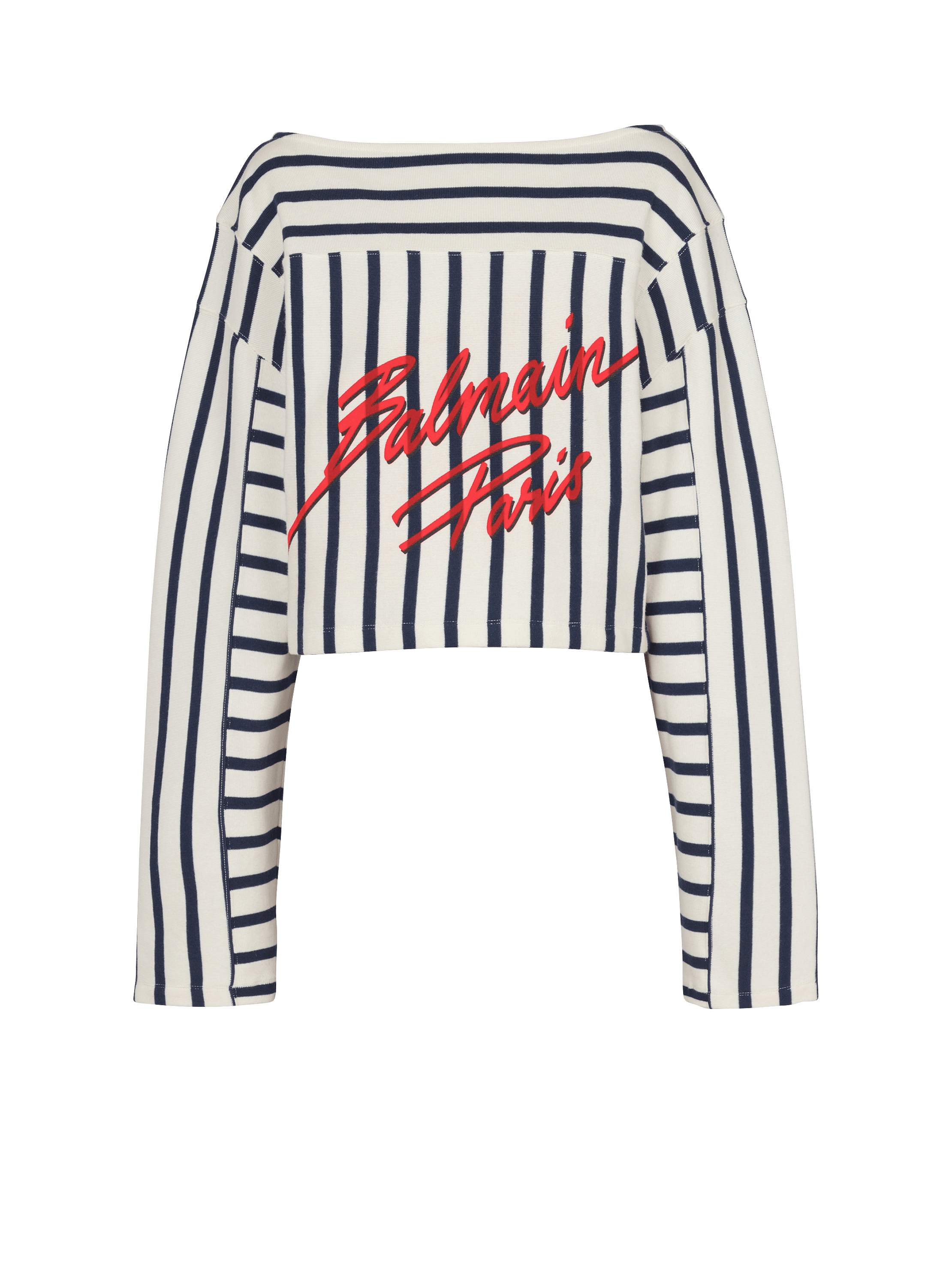 스트라이프 장식 Balmain Baseball 롱 슬리브 티셔츠 