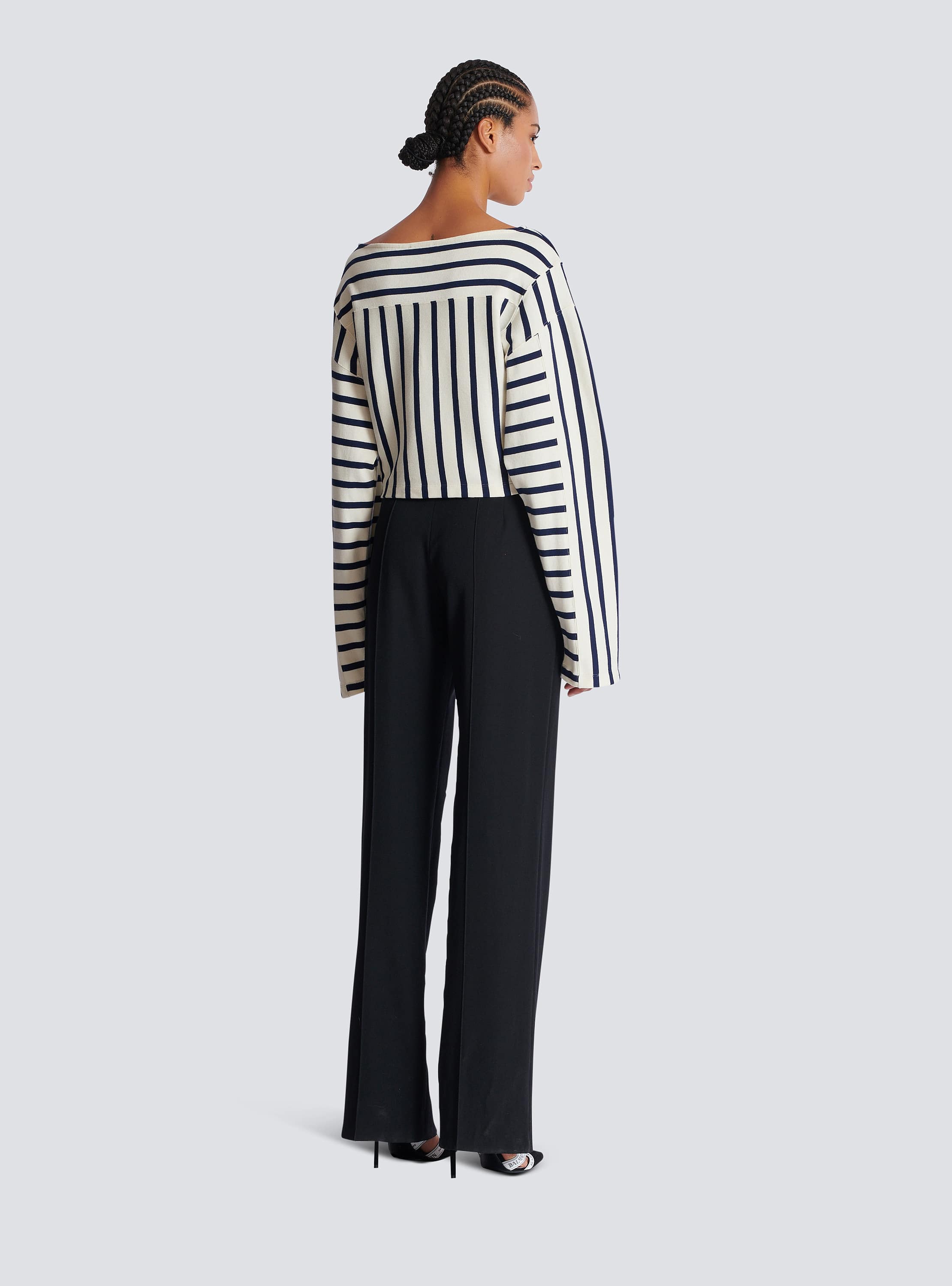 Balmain ribbon jacquard crop top black - Women | BALMAIN