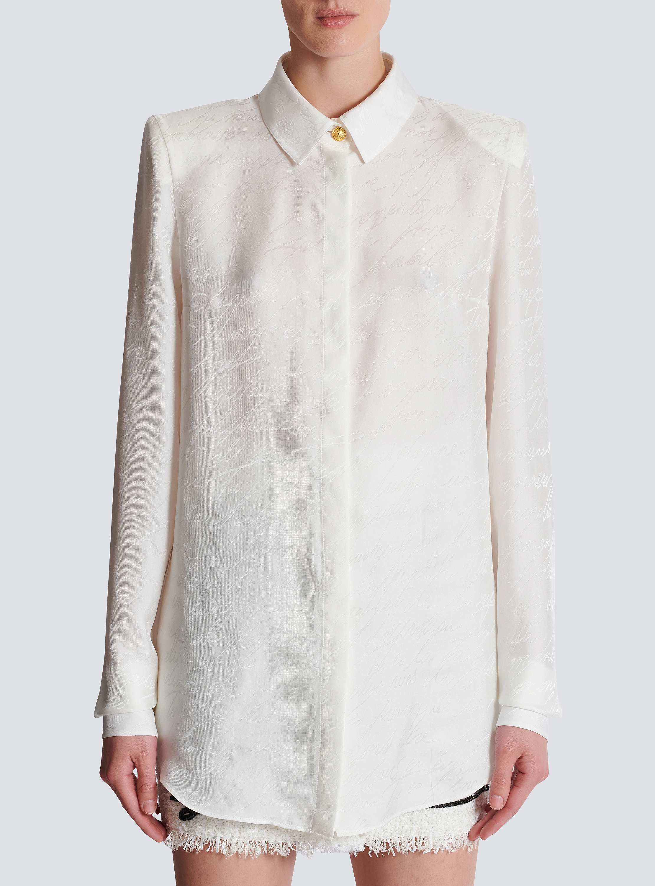 Love letter embroidered col cotton shirt