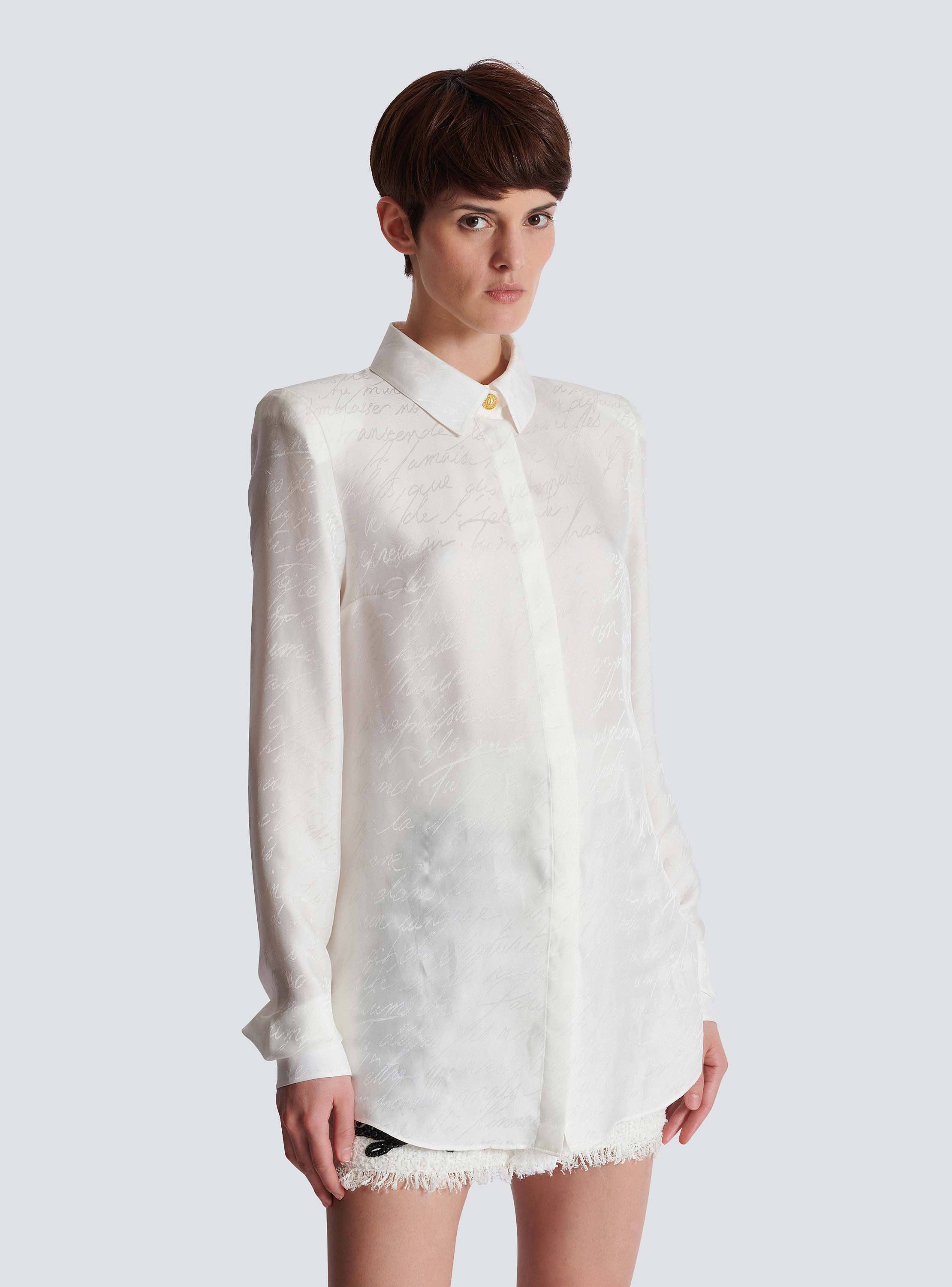 Love letter embroidered col cotton shirt