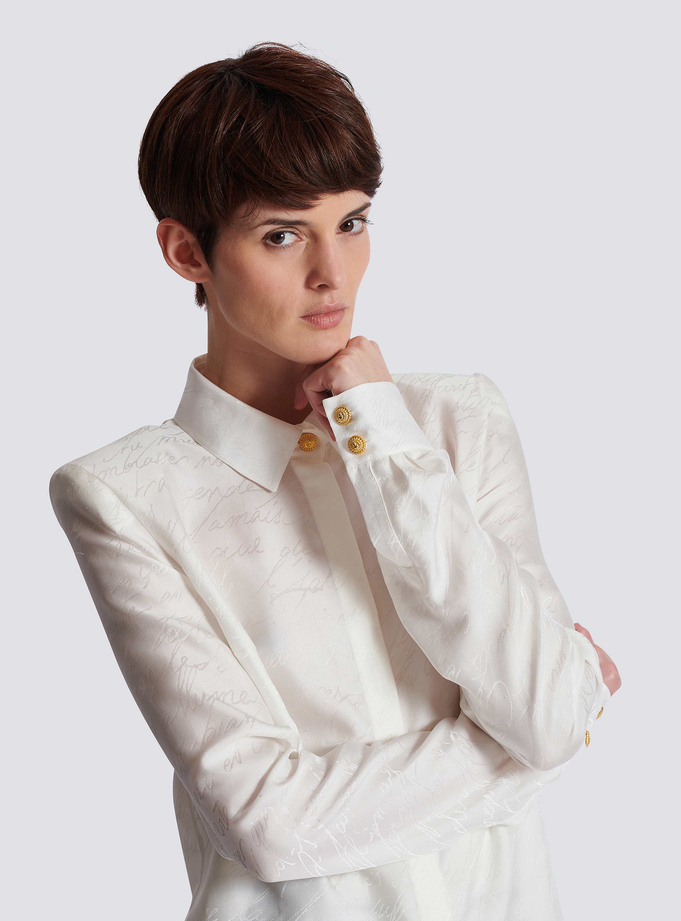 Love letter embroidered col cotton shirt