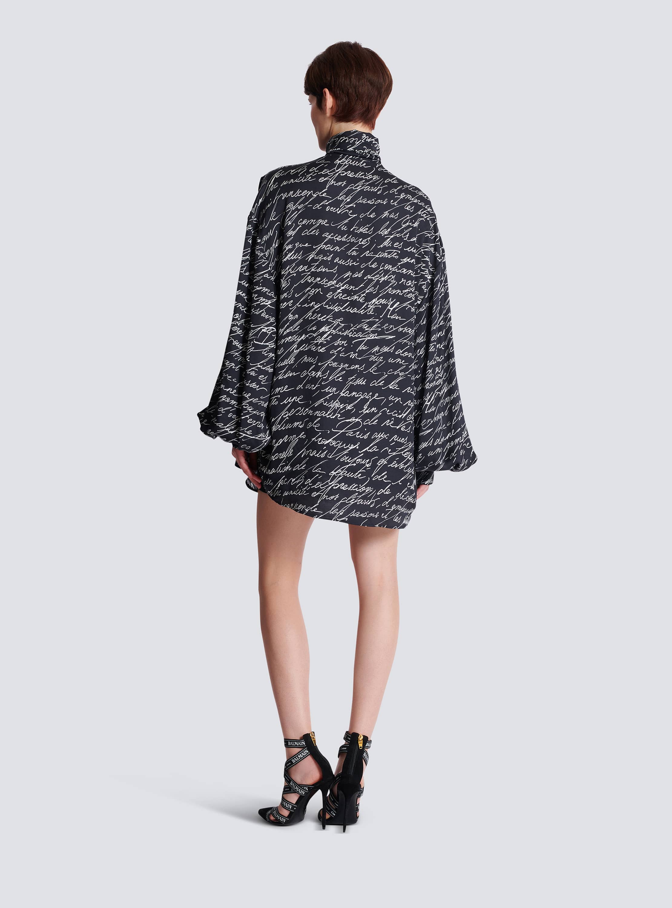 Pussy-bow shirt with "Love Letter" print