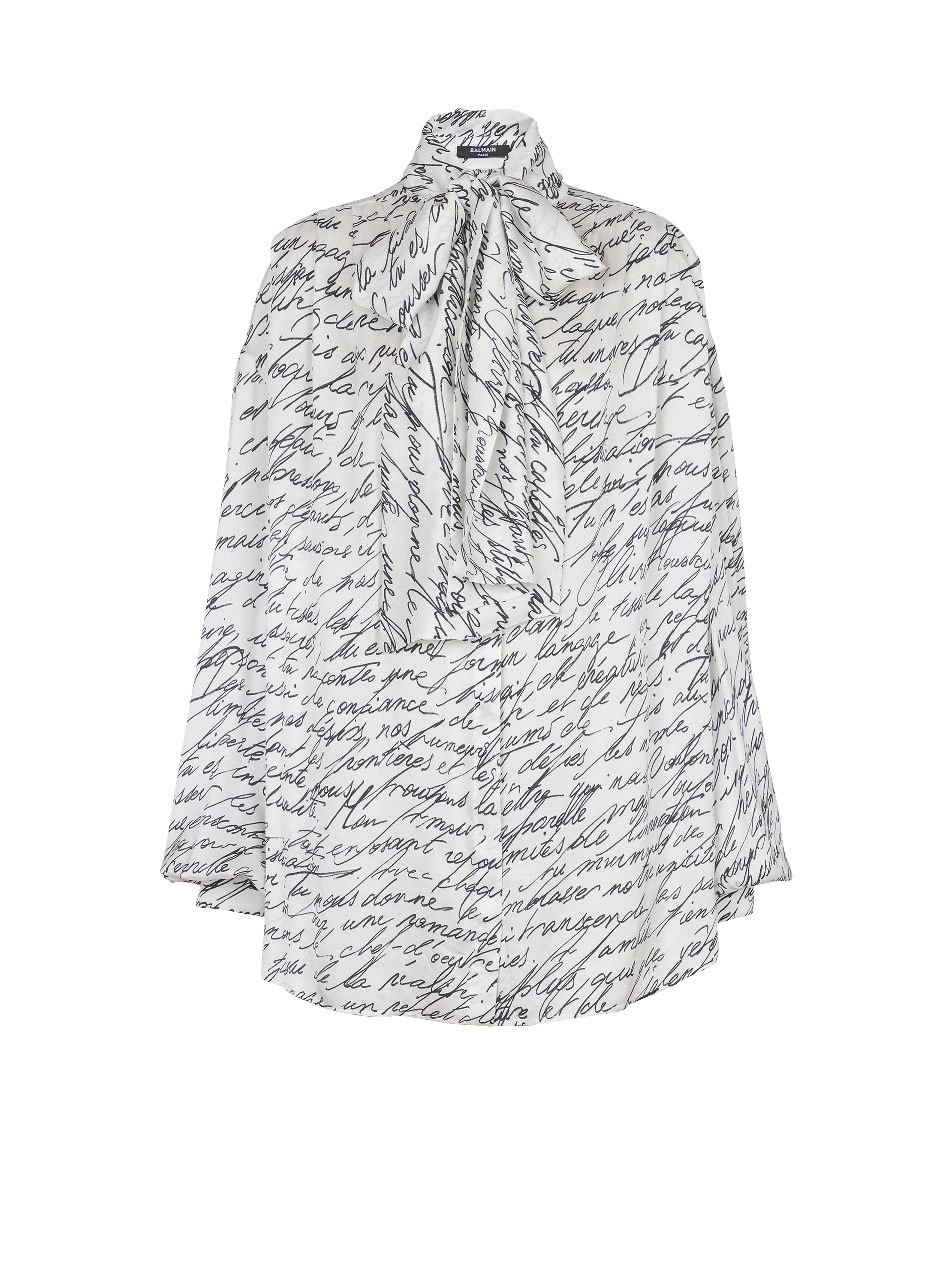 Pussy-bow shirt with "Love Letter" print