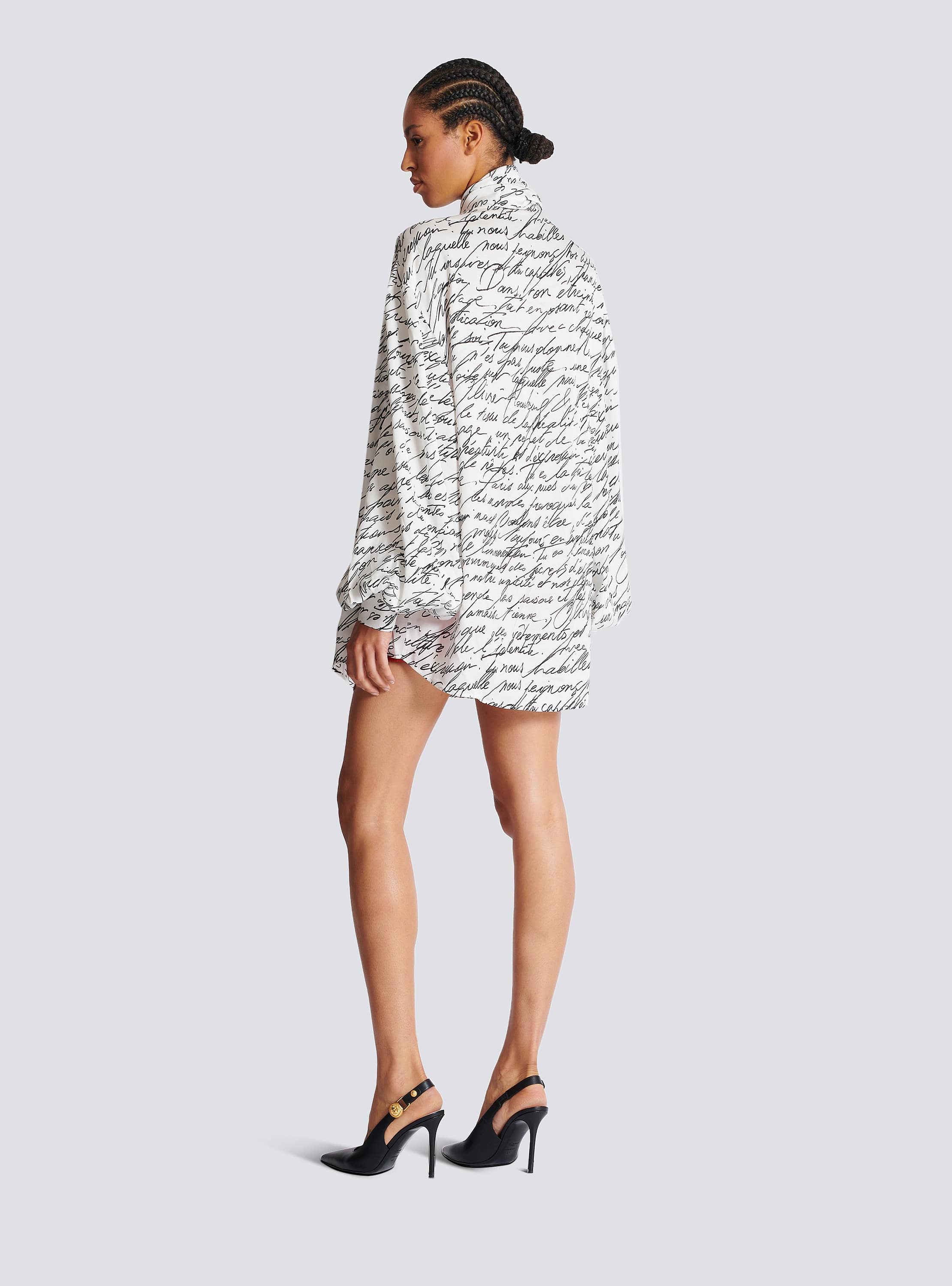 Pussy-bow shirt with "Love Letter" print