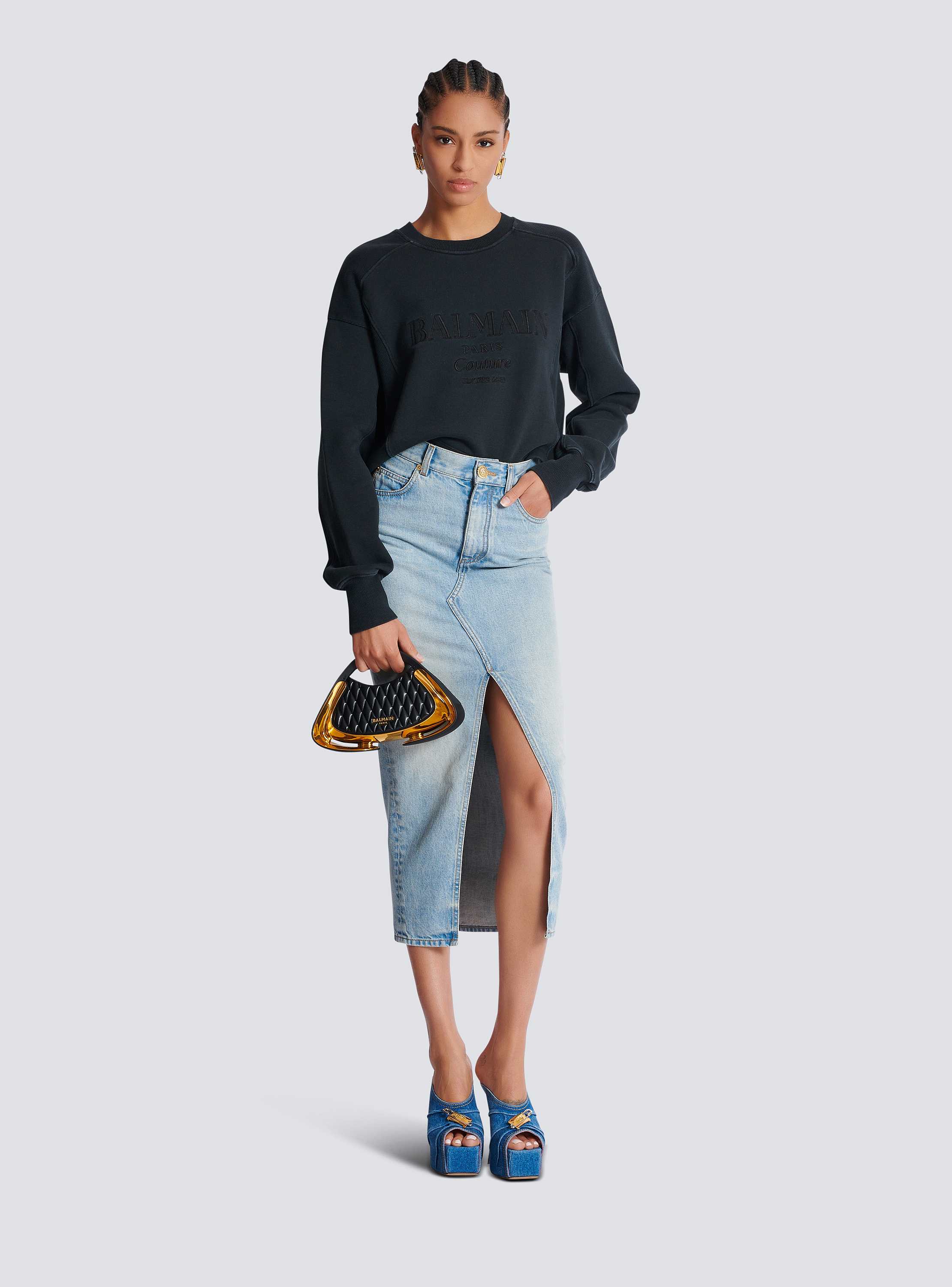 Balmain Couture embroidered sweatshirt grey grey - Women
