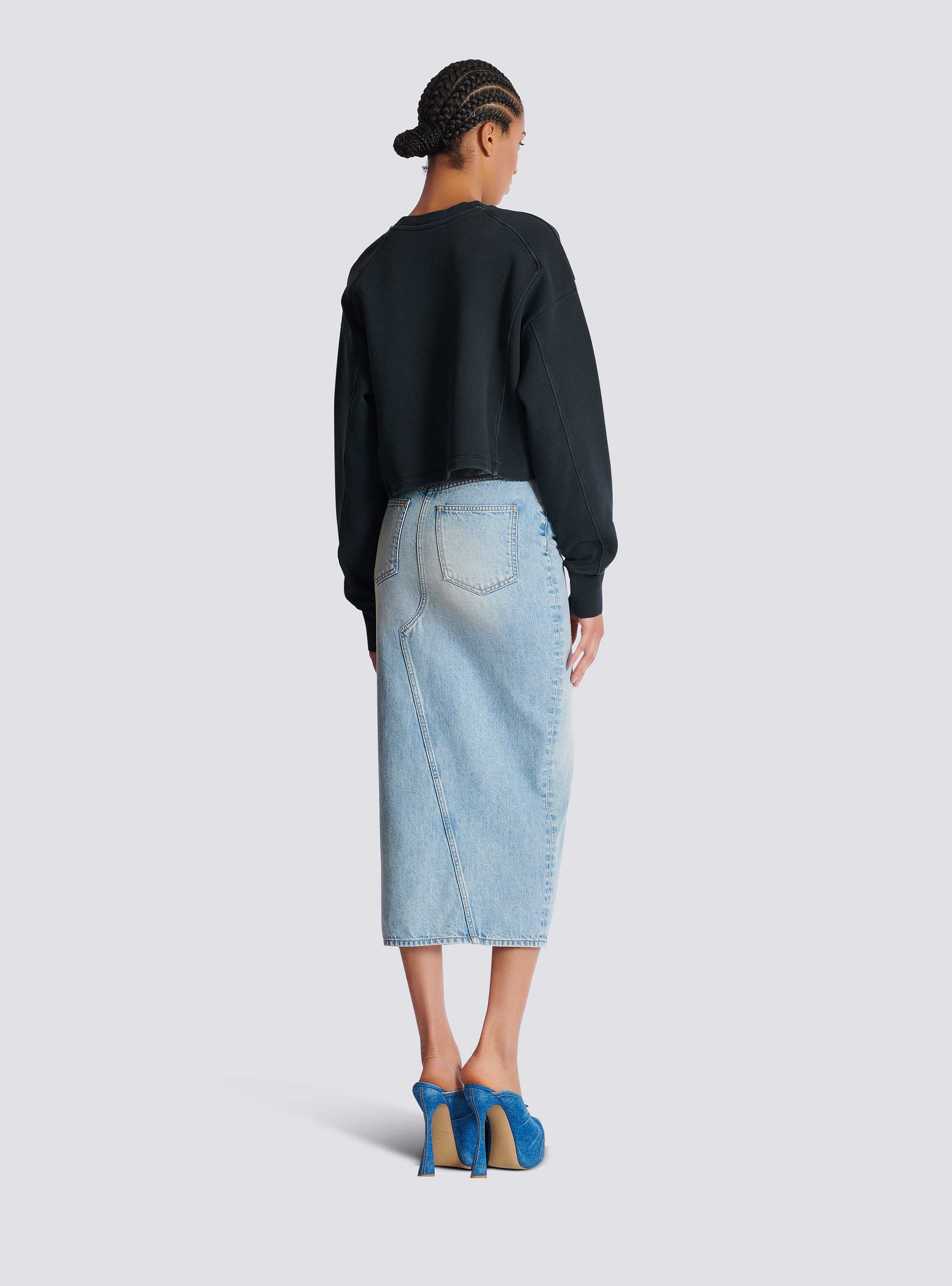Balmain EF1EF000GE48EAB 関税送料込 Balmain Couture embroidered sweatshirt grey grey - Women