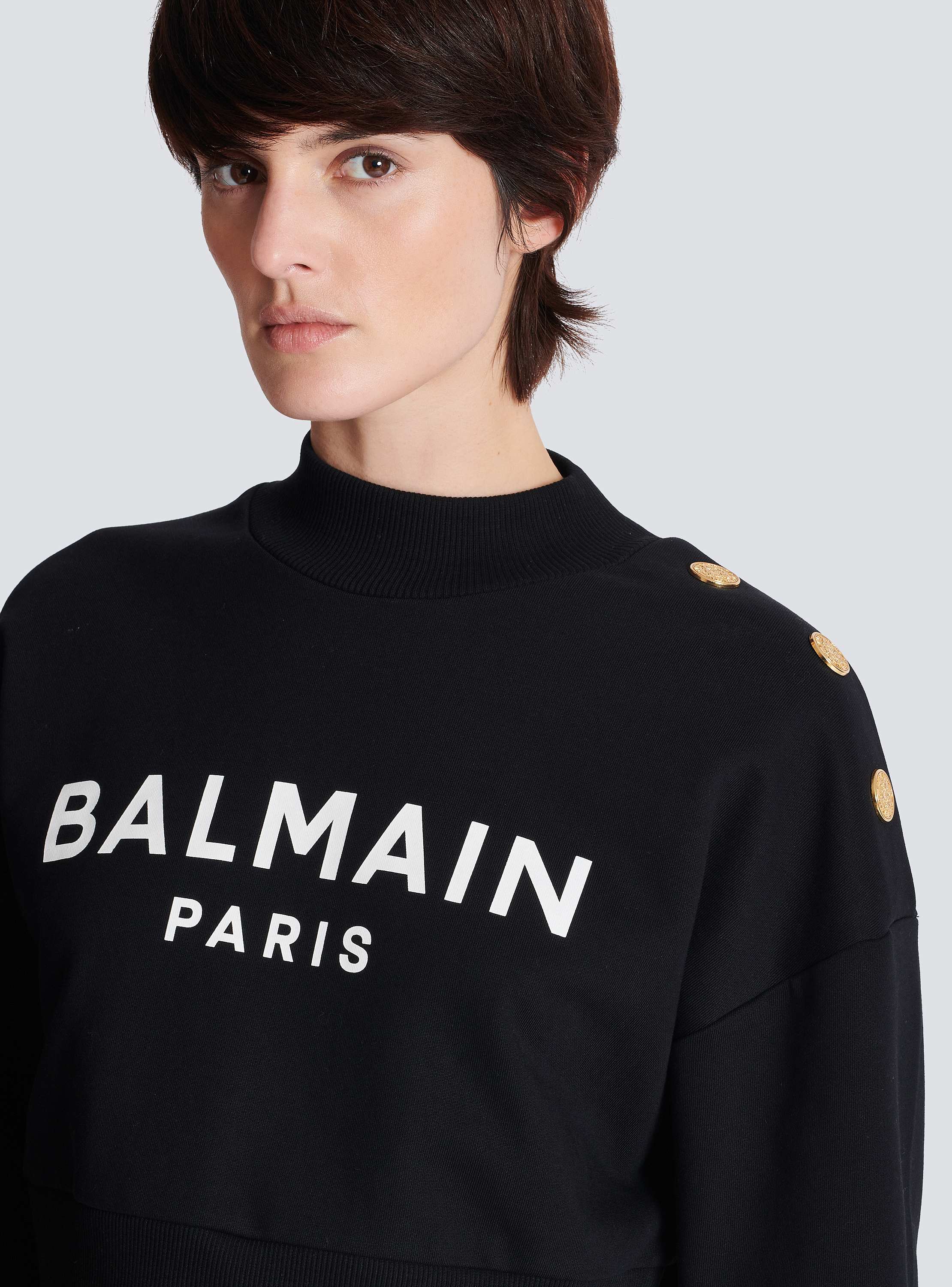 その他 BALMAIN SS25 Logo sweatshirt (EF1JQ002BB02 EAB) Printed Balmain Paris sweatshirt - Women | BALMAIN