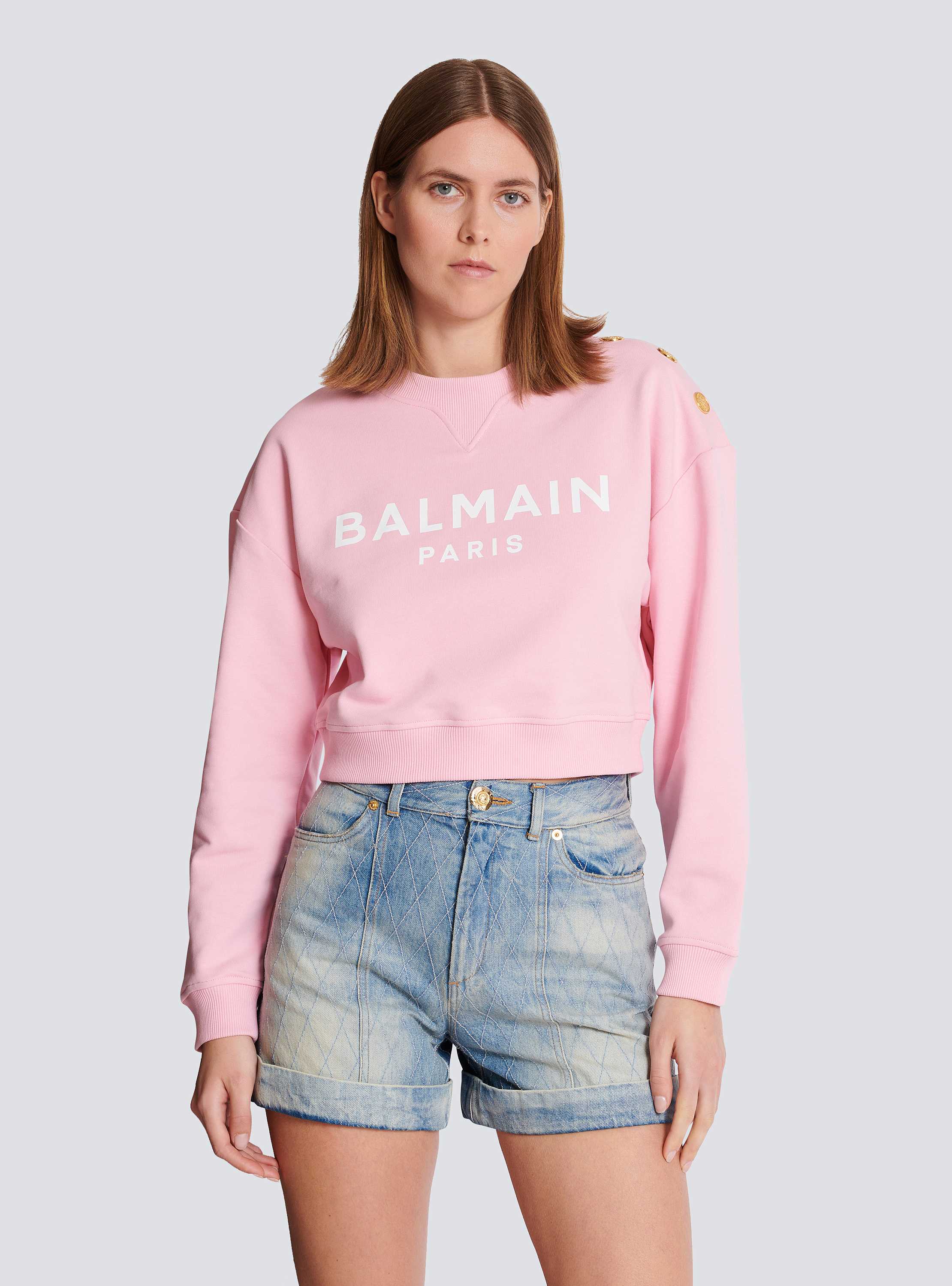 その他 BALMAIN FW25 SWEATSHIRT WITH LOGO PRINT (EF1JQ002BB02 EAB) Printed Balmain Paris sweatshirt - Women | BALMAIN