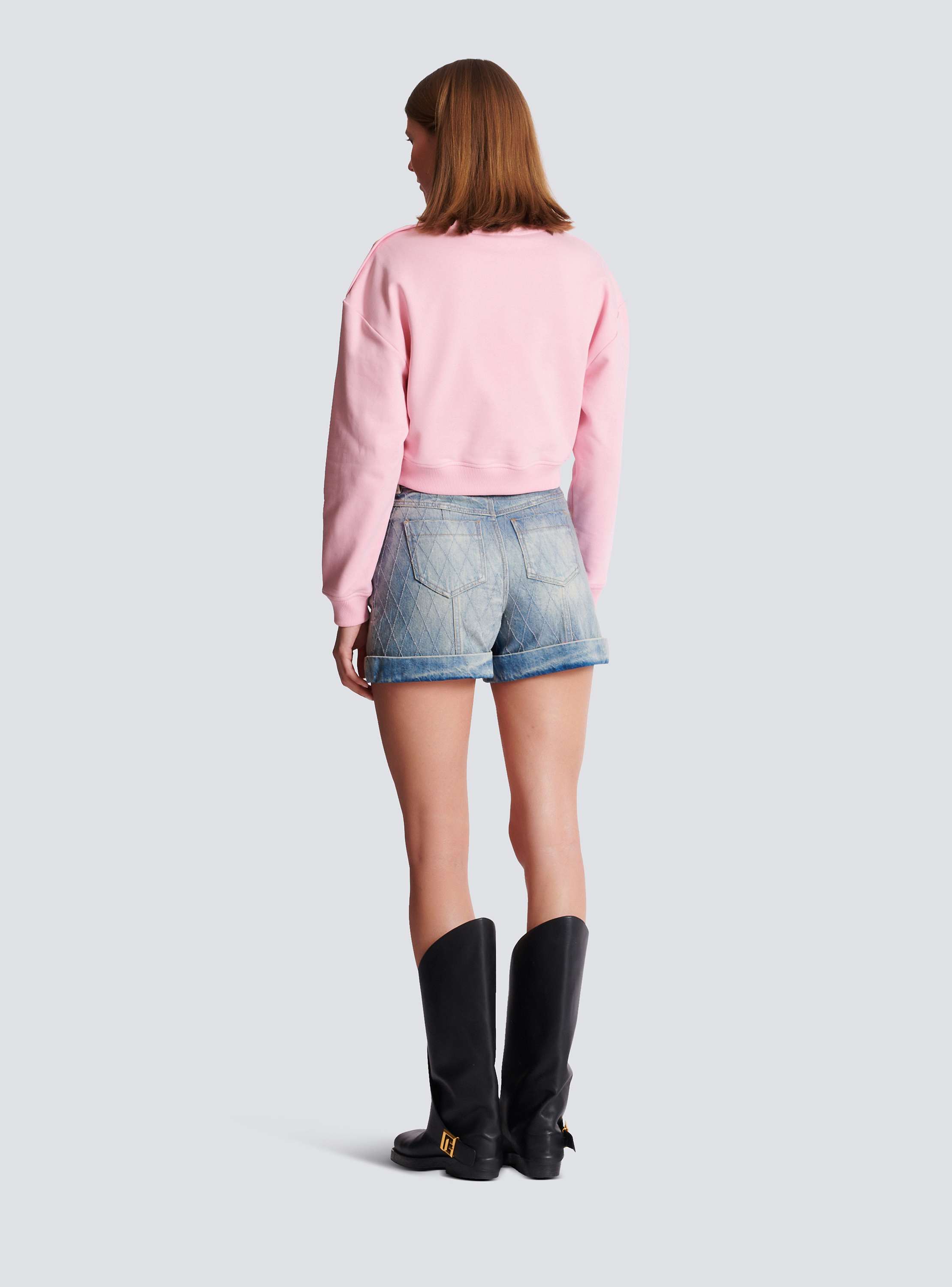 Printed Balmain Paris sweatshirt pink pink - Women | BALMAIN