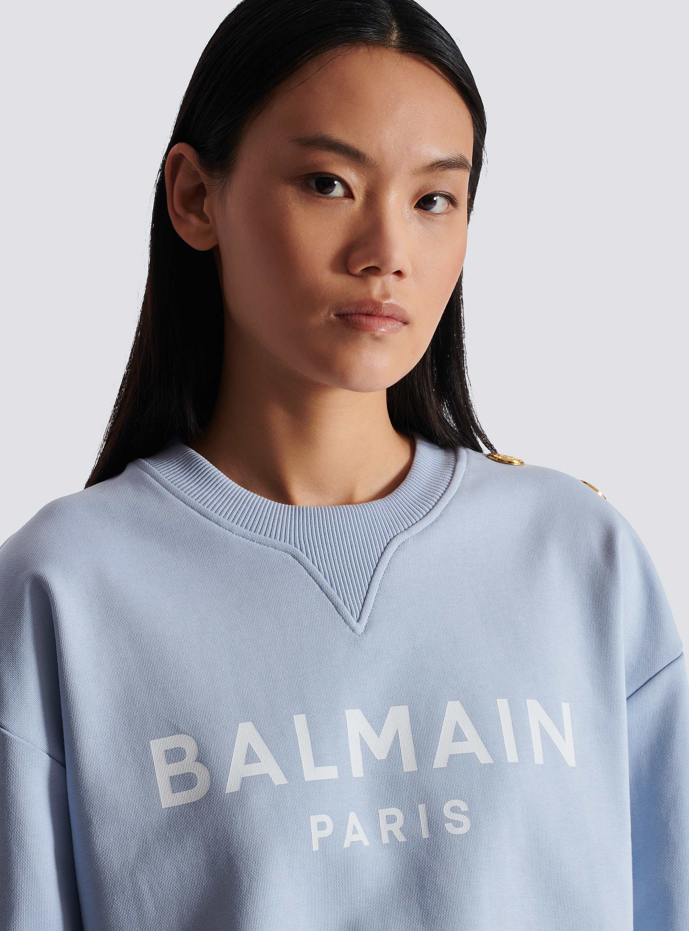 Printed Balmain Paris sweatshirt blue - Women | BALMAIN