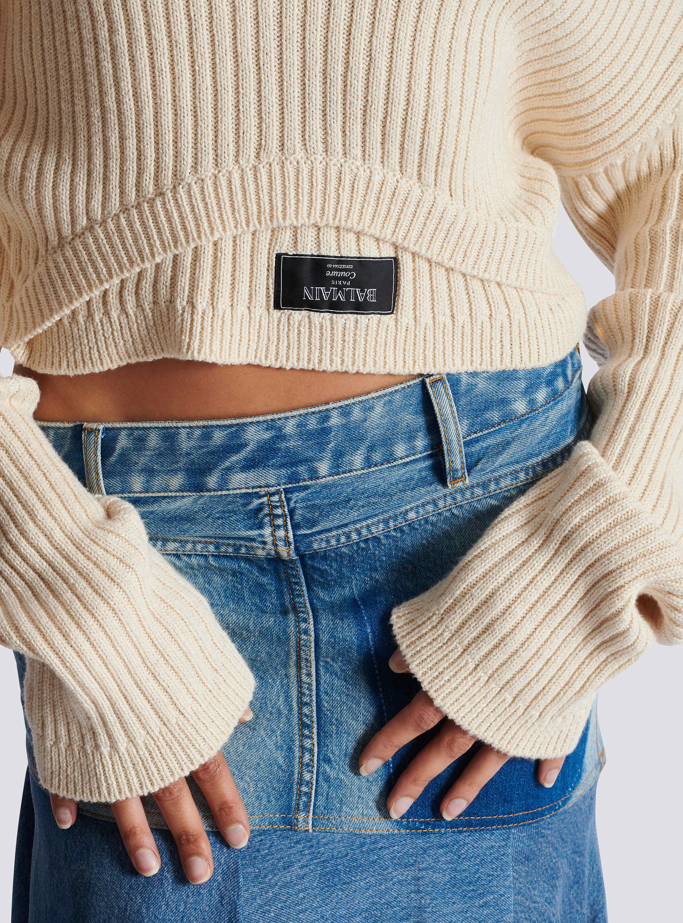 Boat neck optical illusion ribbed crop top