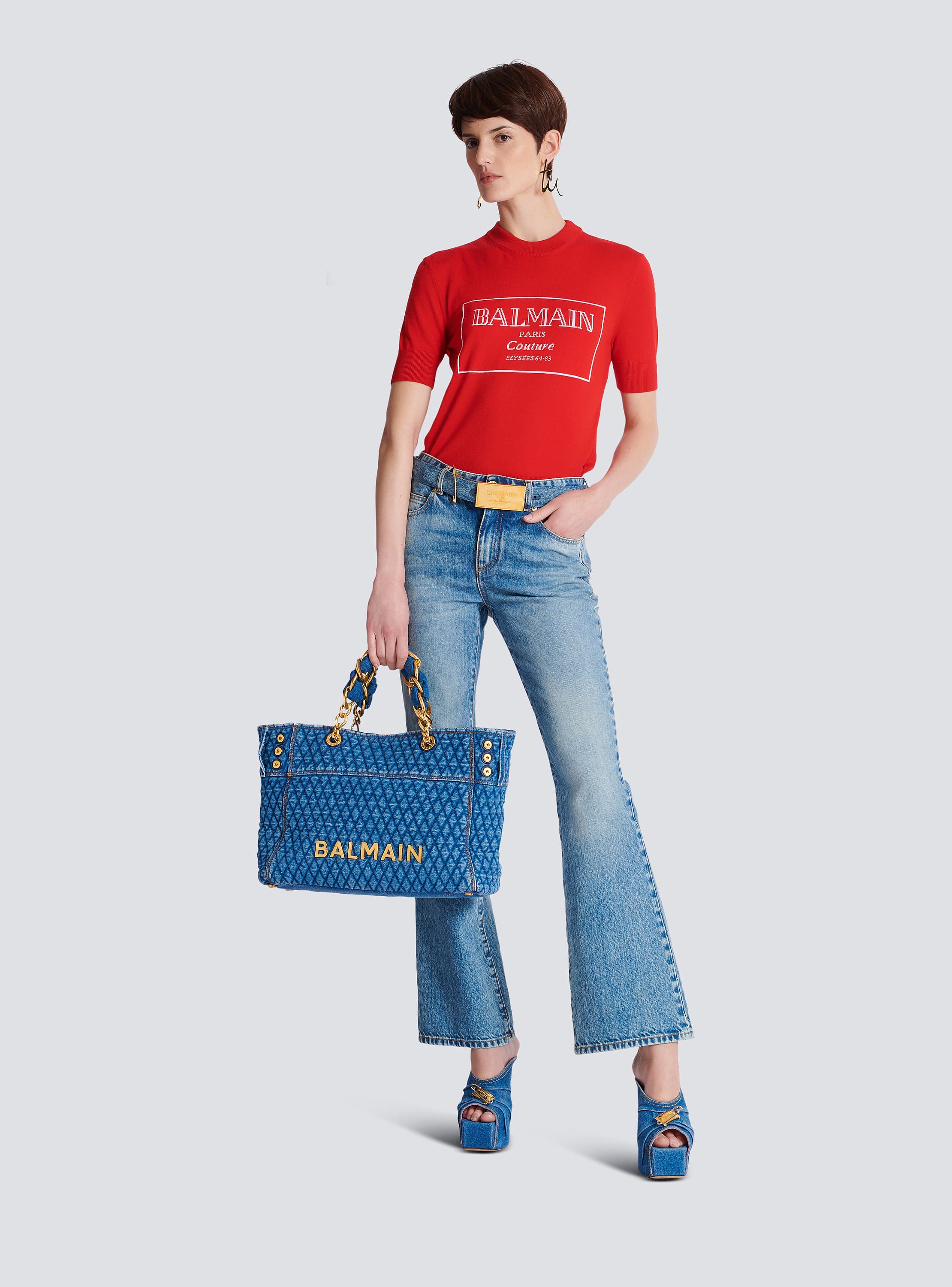 Balmain Couture two-tone knit top red red - Women | BALMAIN