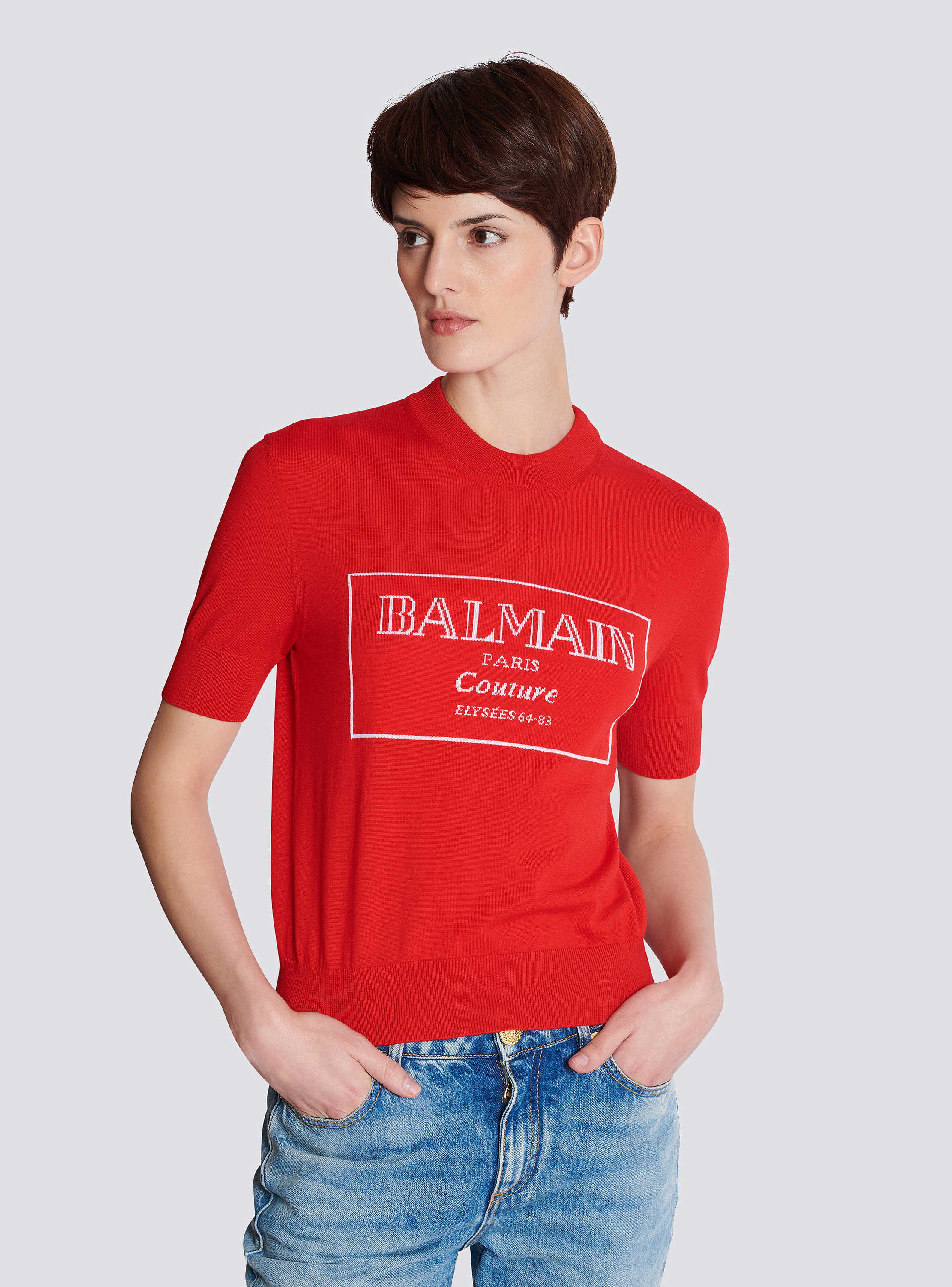 BALMAIN オフンワクニットトレス DF0RK061KH60 7CO BALMAIN オフンワクニットトレス DF0RK061KH60 7CO Flared knit