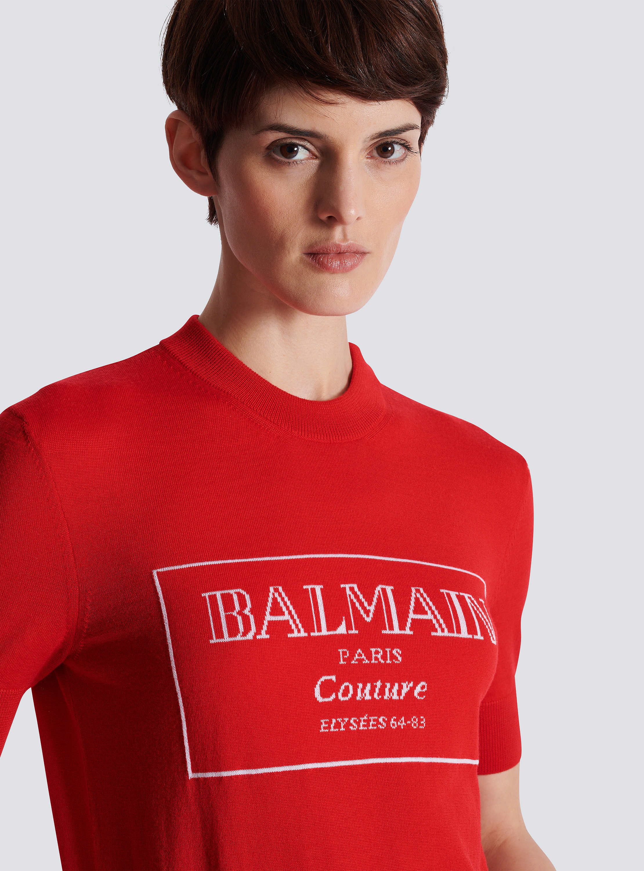 Balmain Couture two-tone knit top red red - Women | BALMAIN
