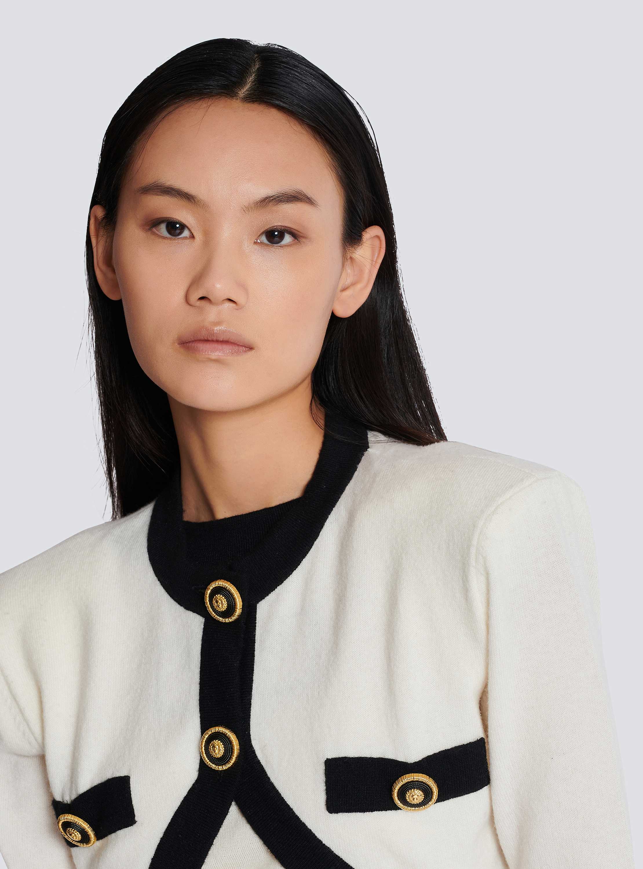 Knit jumper with faux cardigan design