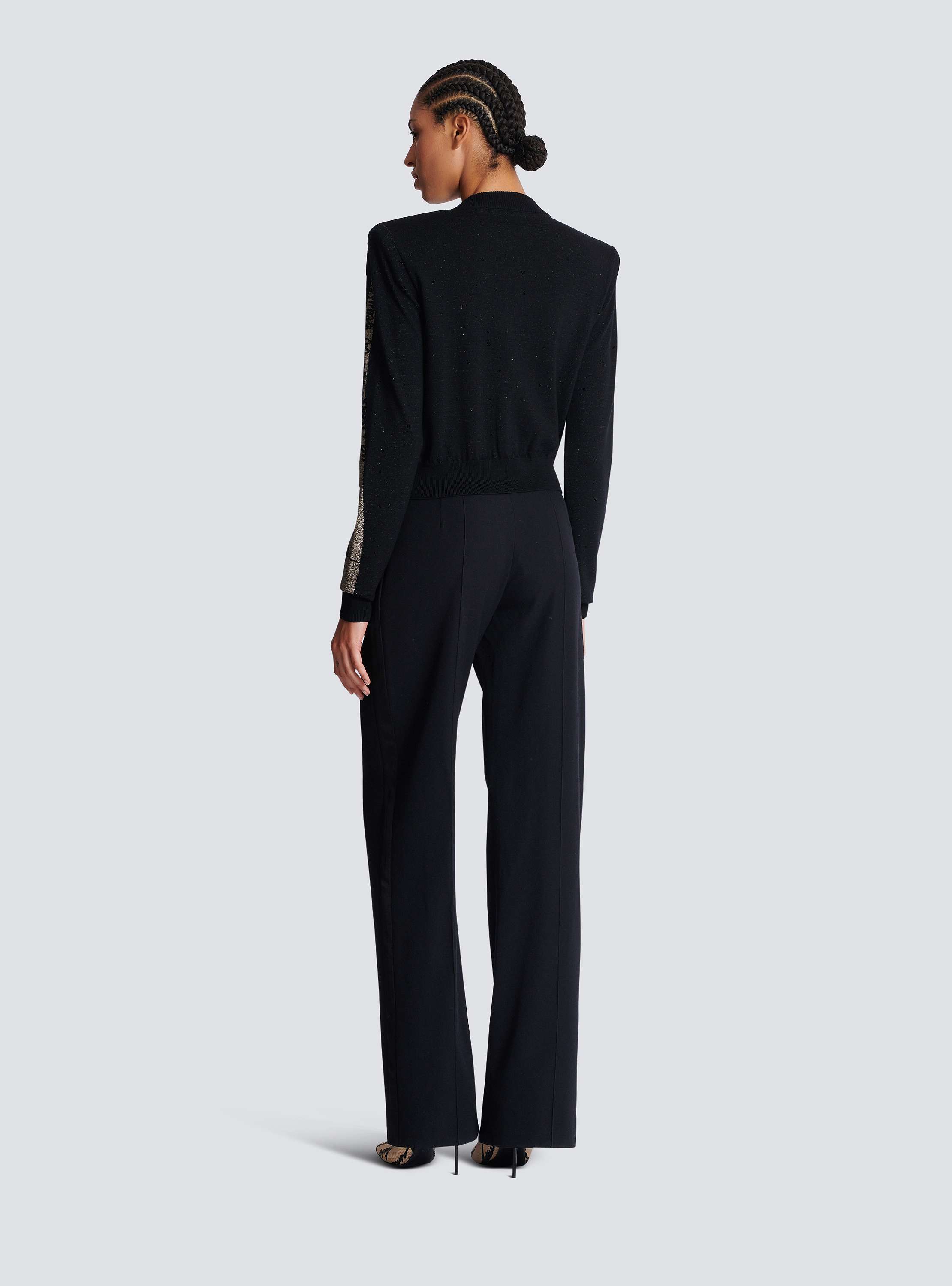 トロンプルイユ ボディ ジャカードニット カーディガン