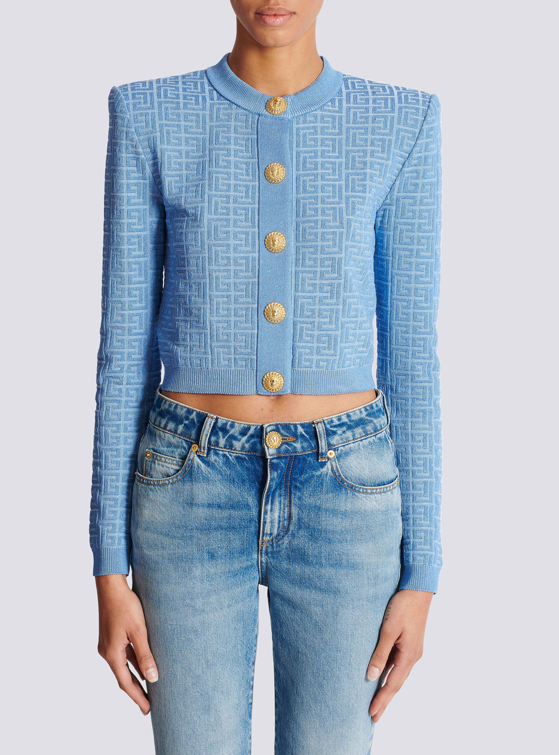 PB Labyrinth knit cardigan blue - Women | BALMAIN