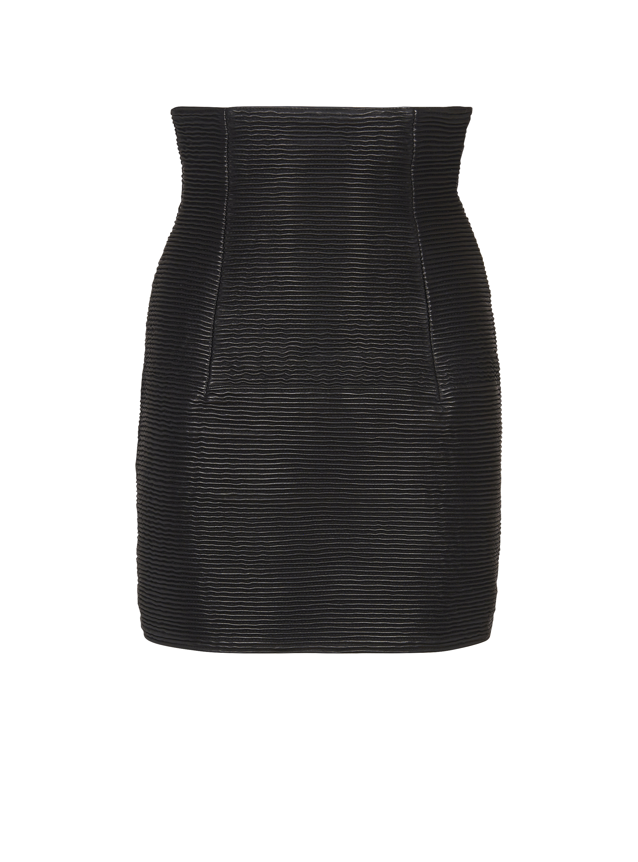 High-waist rolled lambskin leather mini skirt