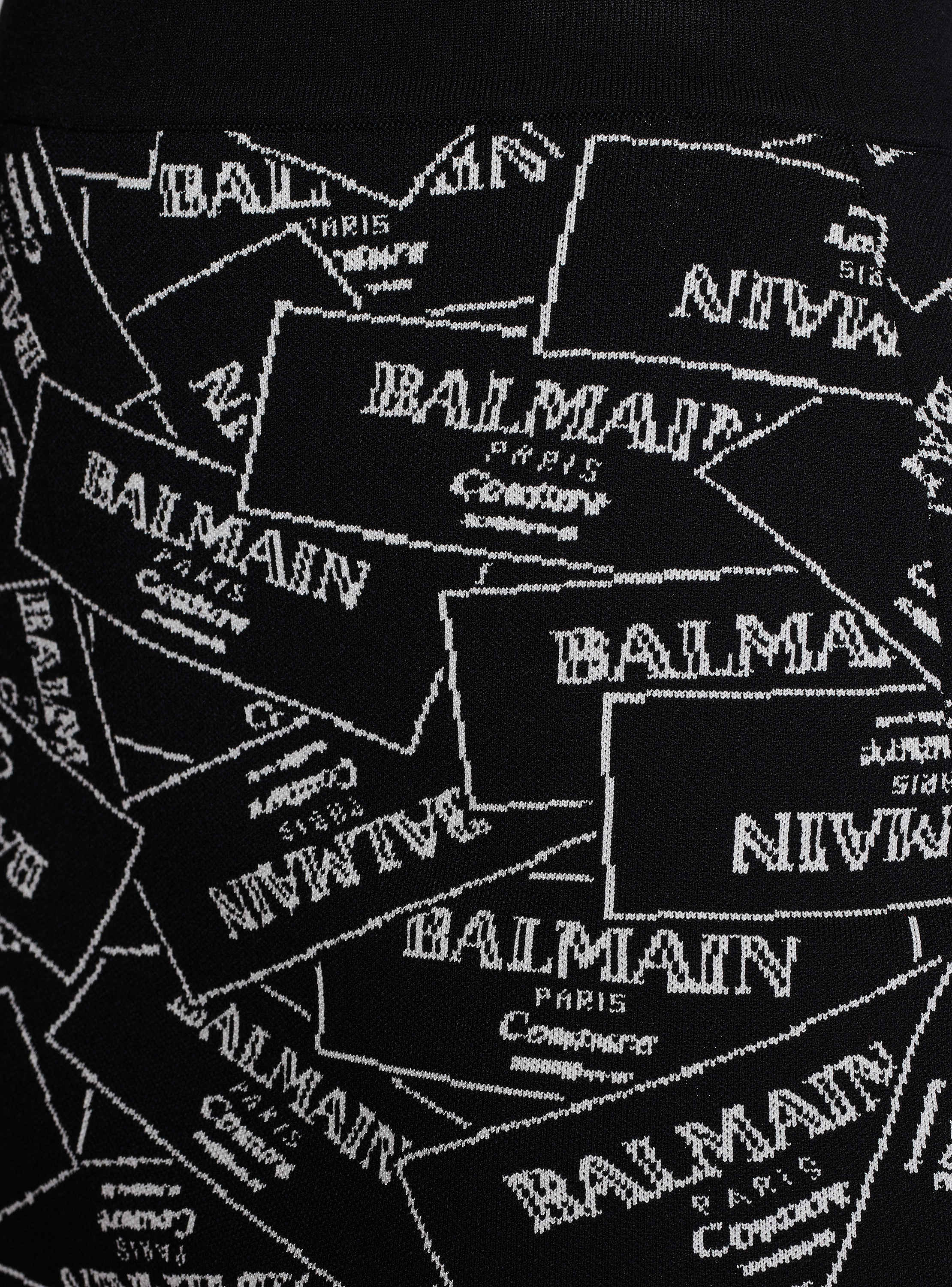 Short skirt in Balmain label jacquard knit black - Women