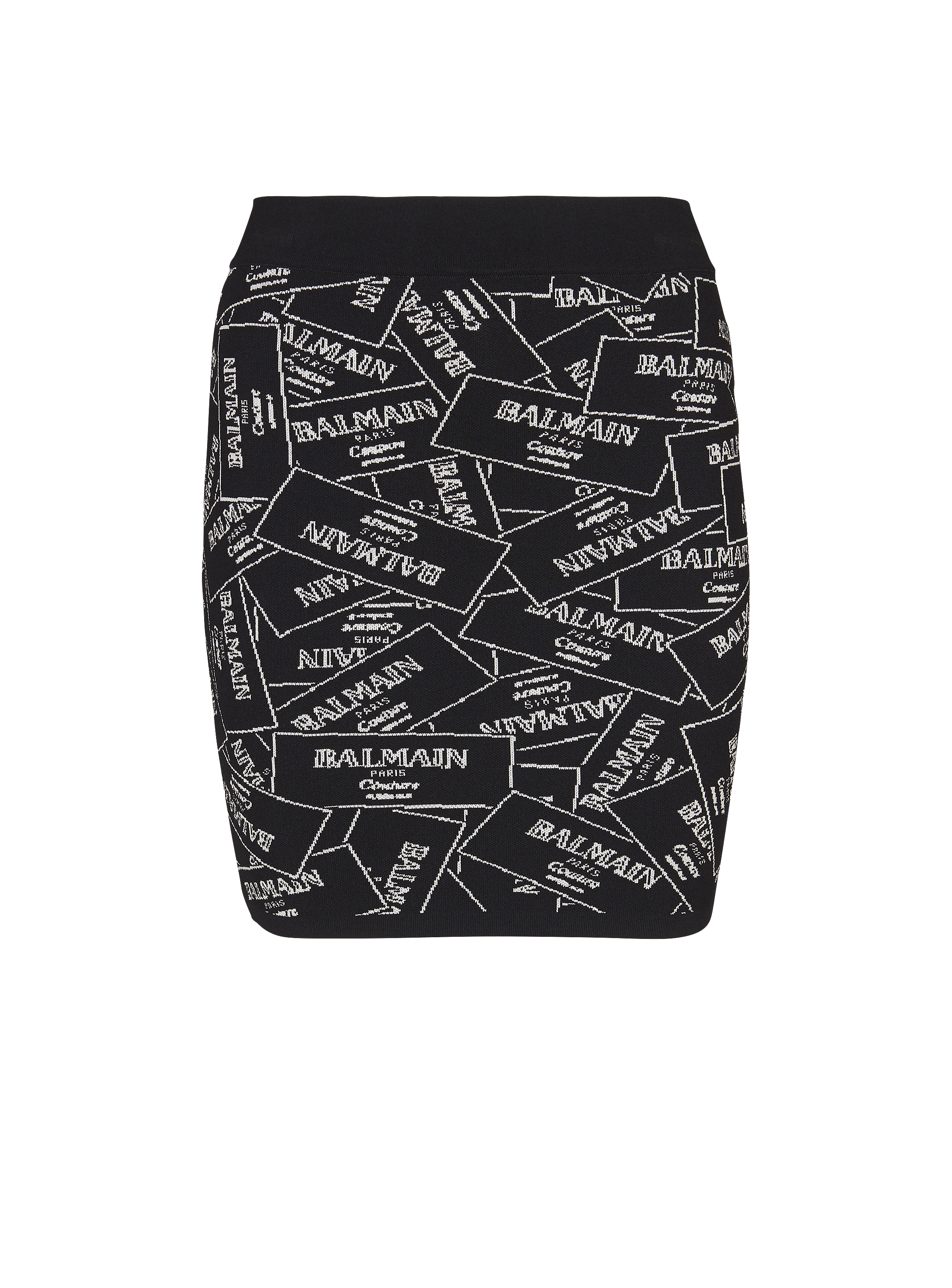 Short skirt in Balmain label jacquard knit