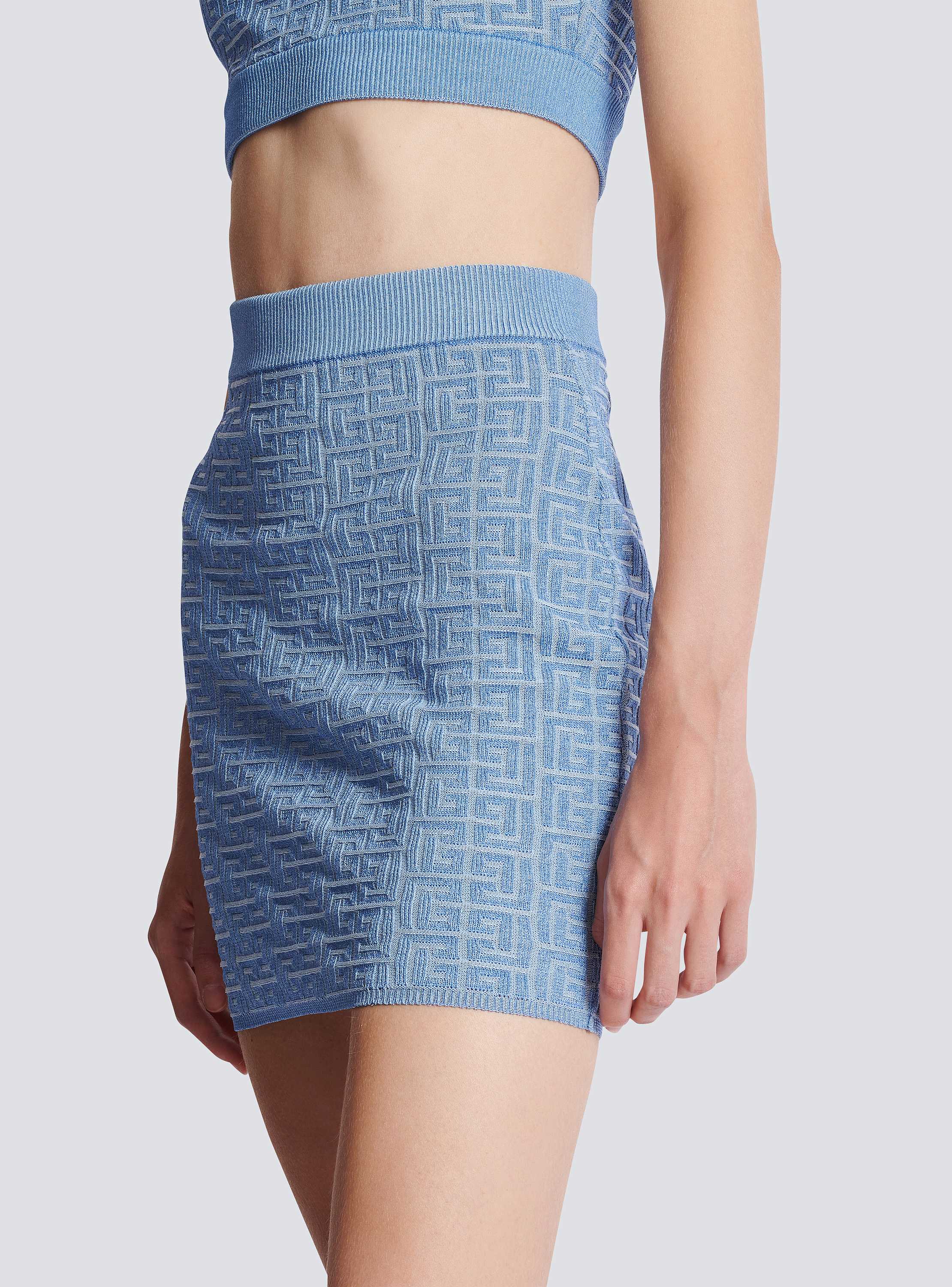 ミニスカート BALMAIN Women Mini Skirts EF1LB004 KI02 SPB BLEU BLEU BRILLA Short PB Labyrinth knit skirt - Women | BALMAIN