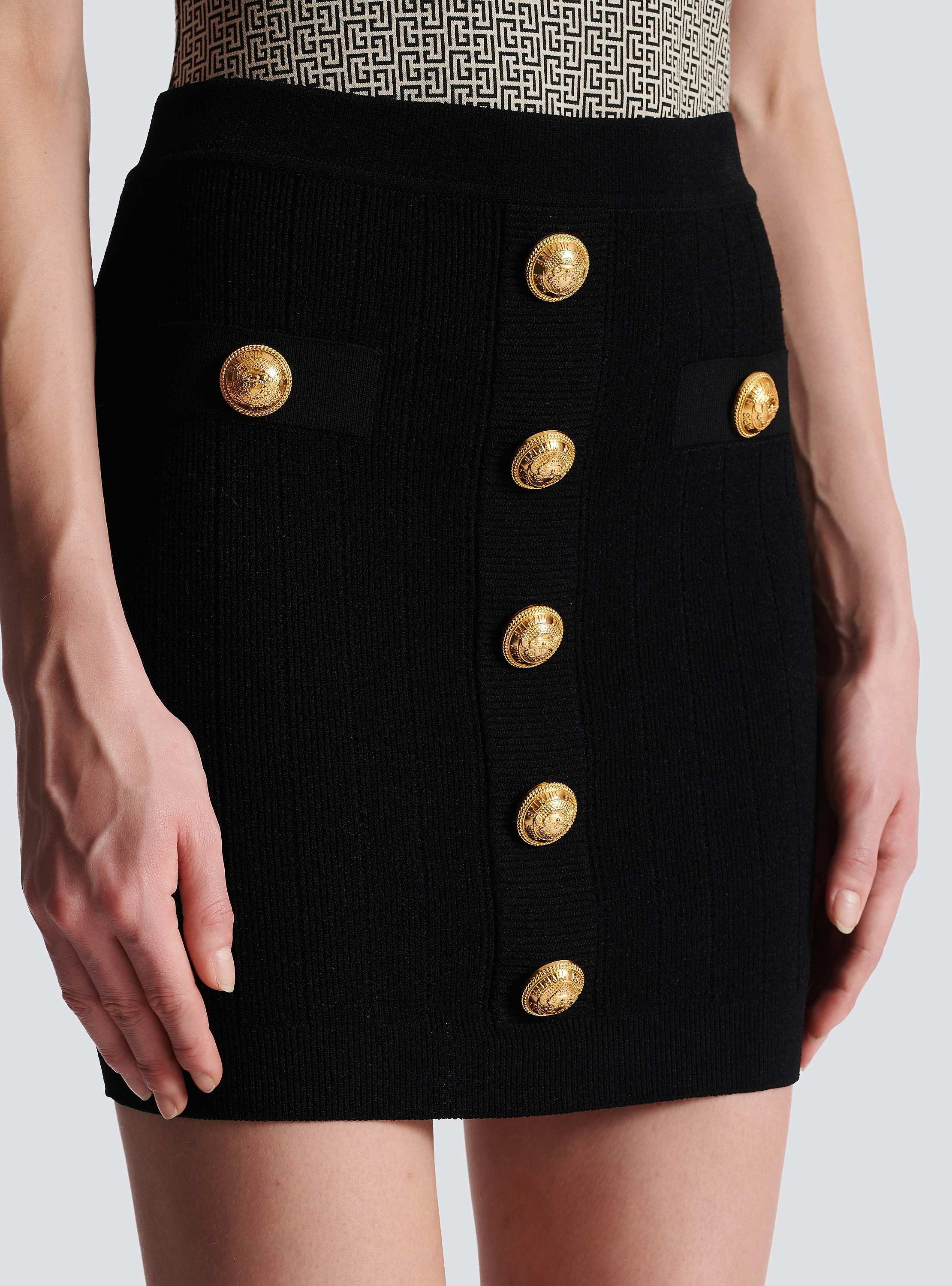 Knit skirt with buttons black - Women | BALMAIN