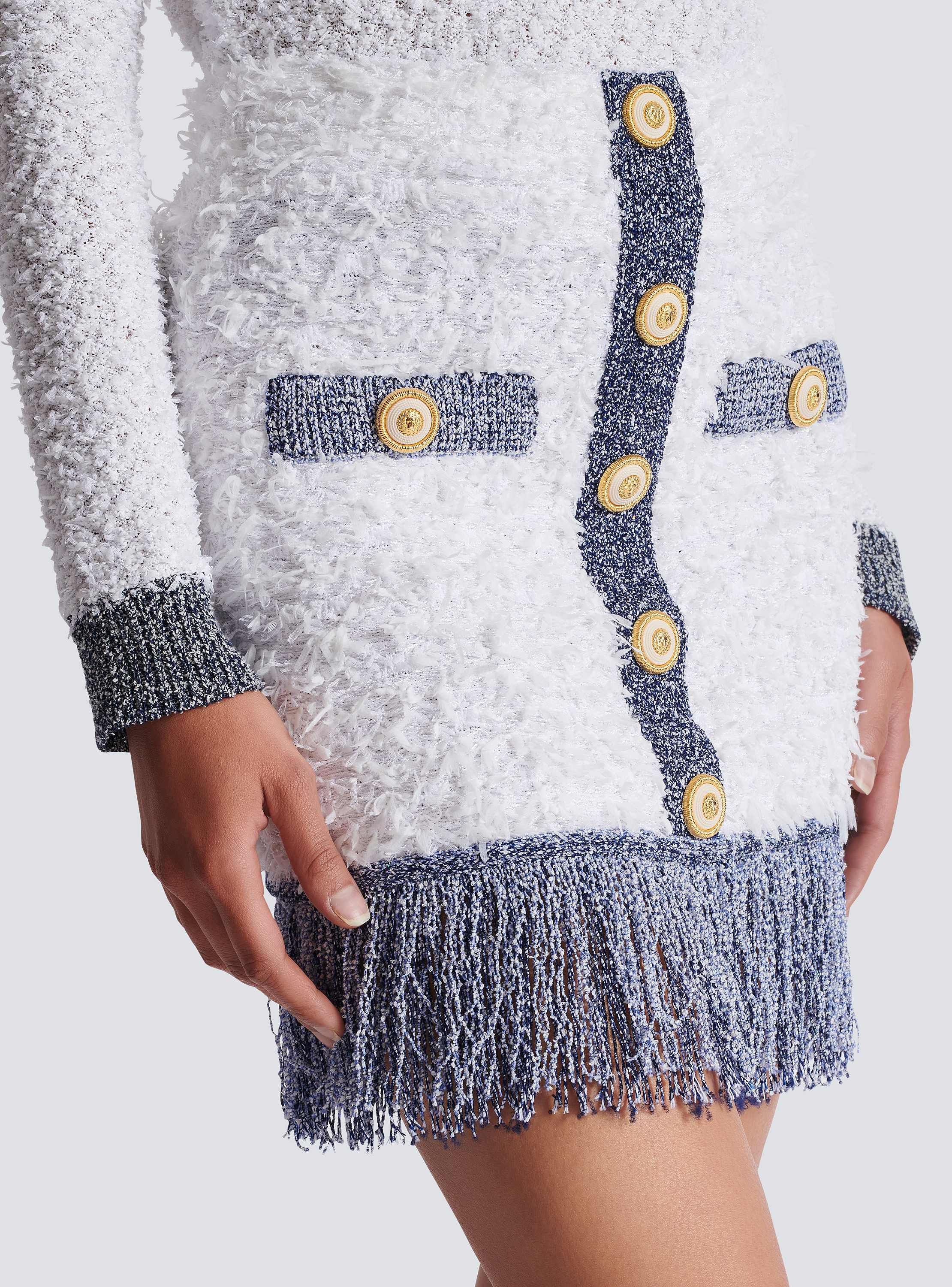 スカート BALMAIN FF1LB015KI74 Skirts Sequins tweed mini skirt Balmain Tweed Mini Skirt | Blue | FARFETCH