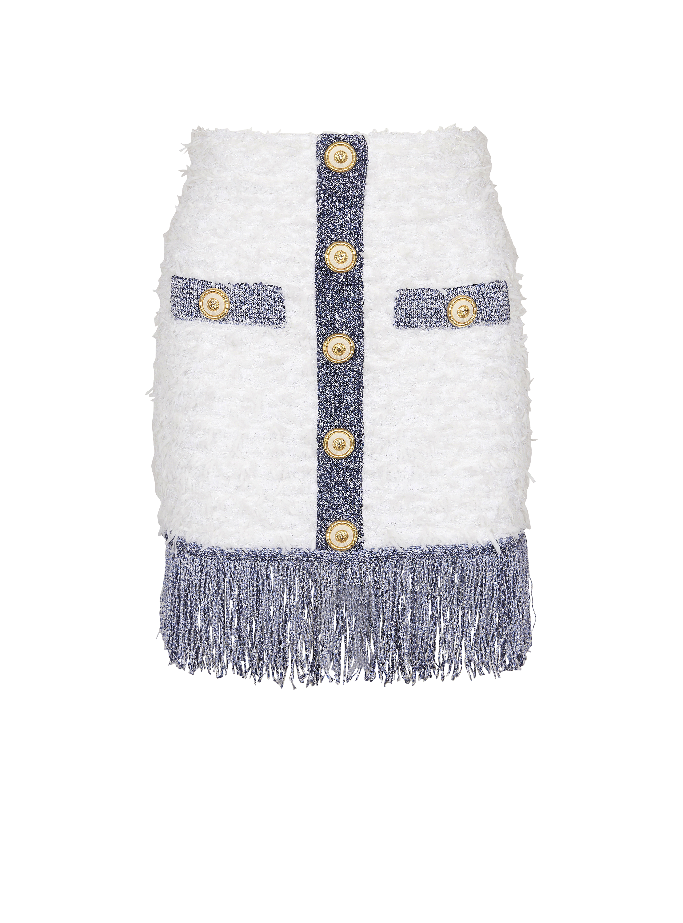 Glittered fringed tweed skirt