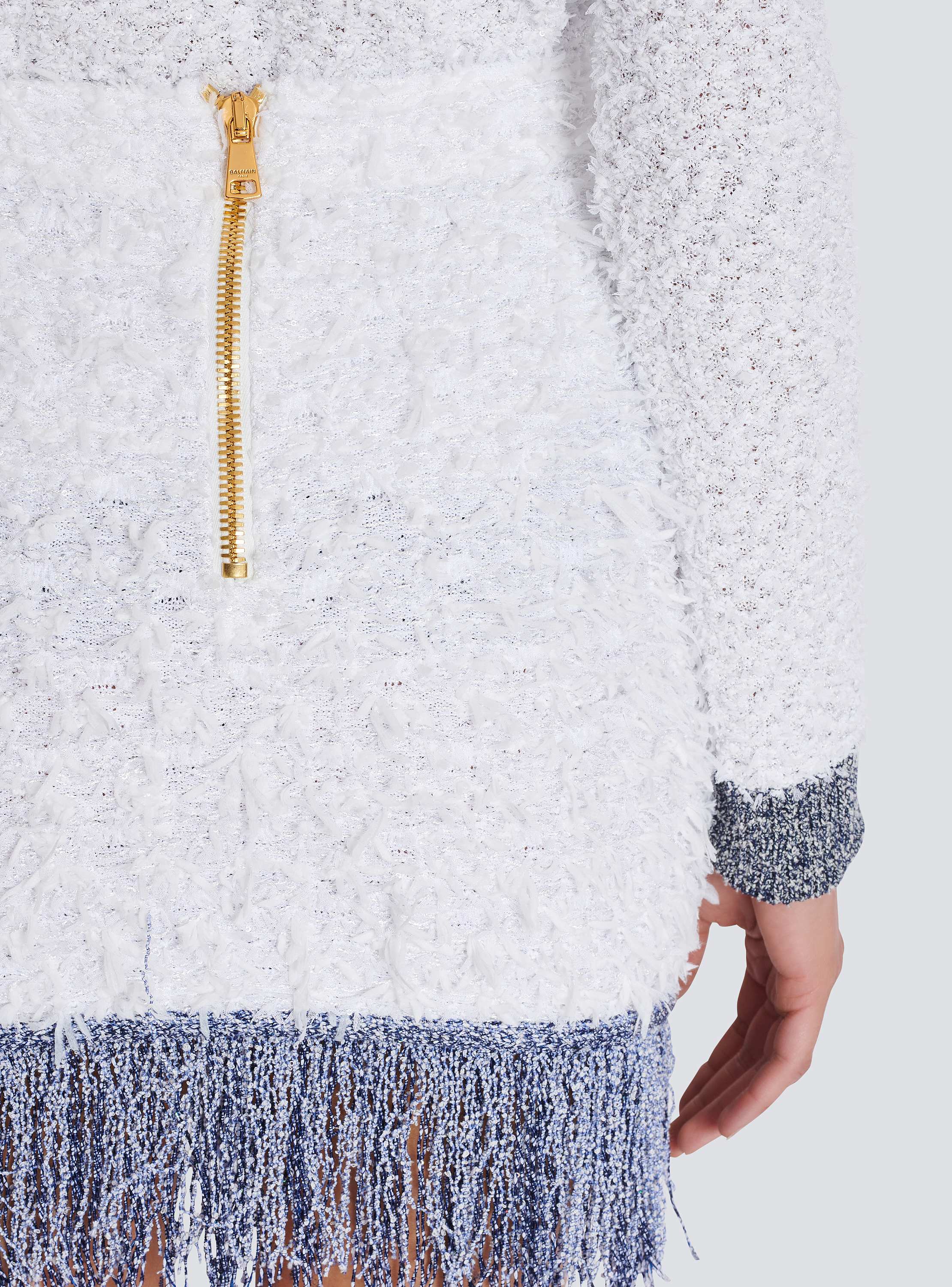 Glittered fringed tweed skirt white white - Women | BALMAIN
