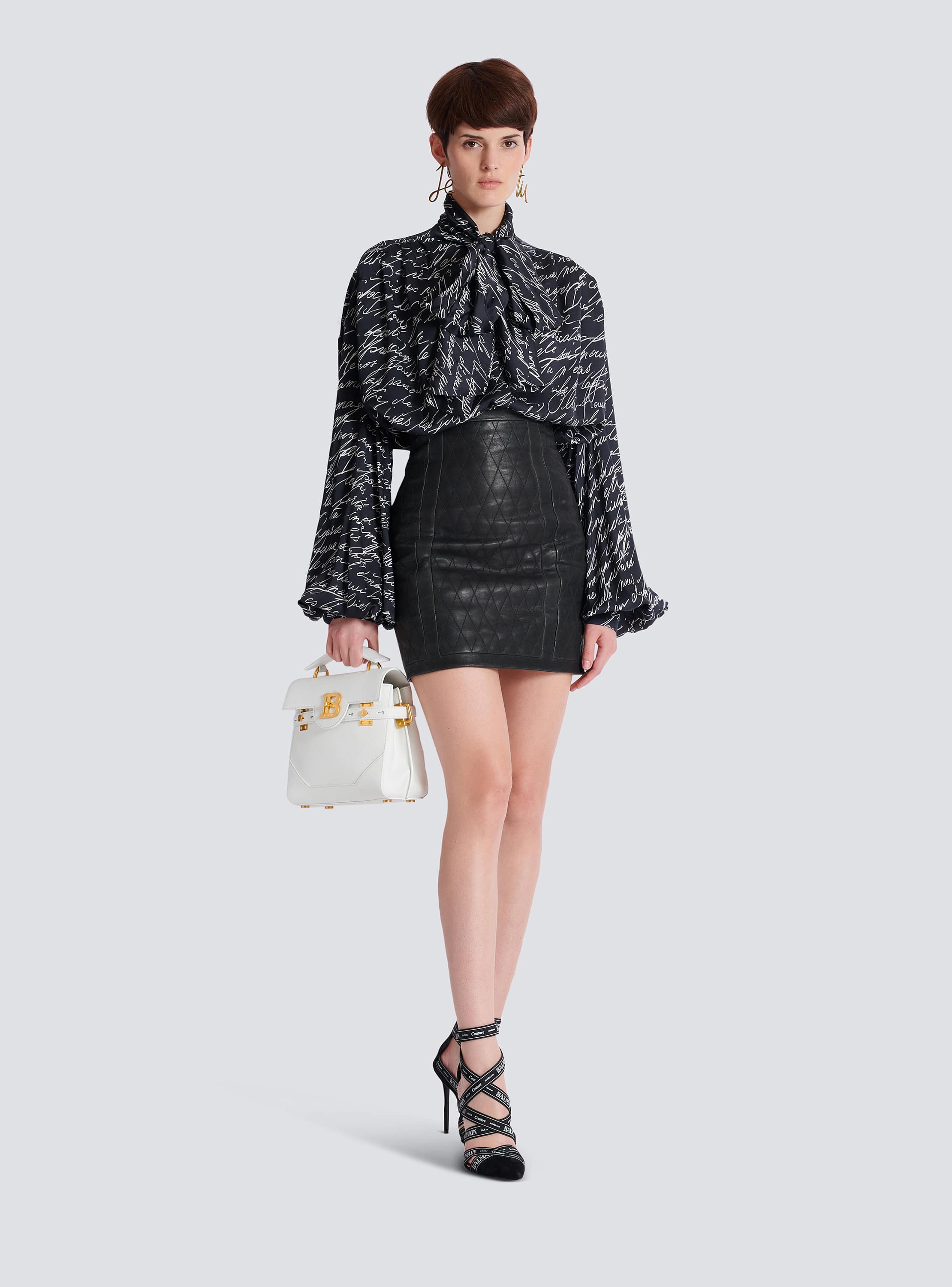Quilted lambskin skirt with diamond motif