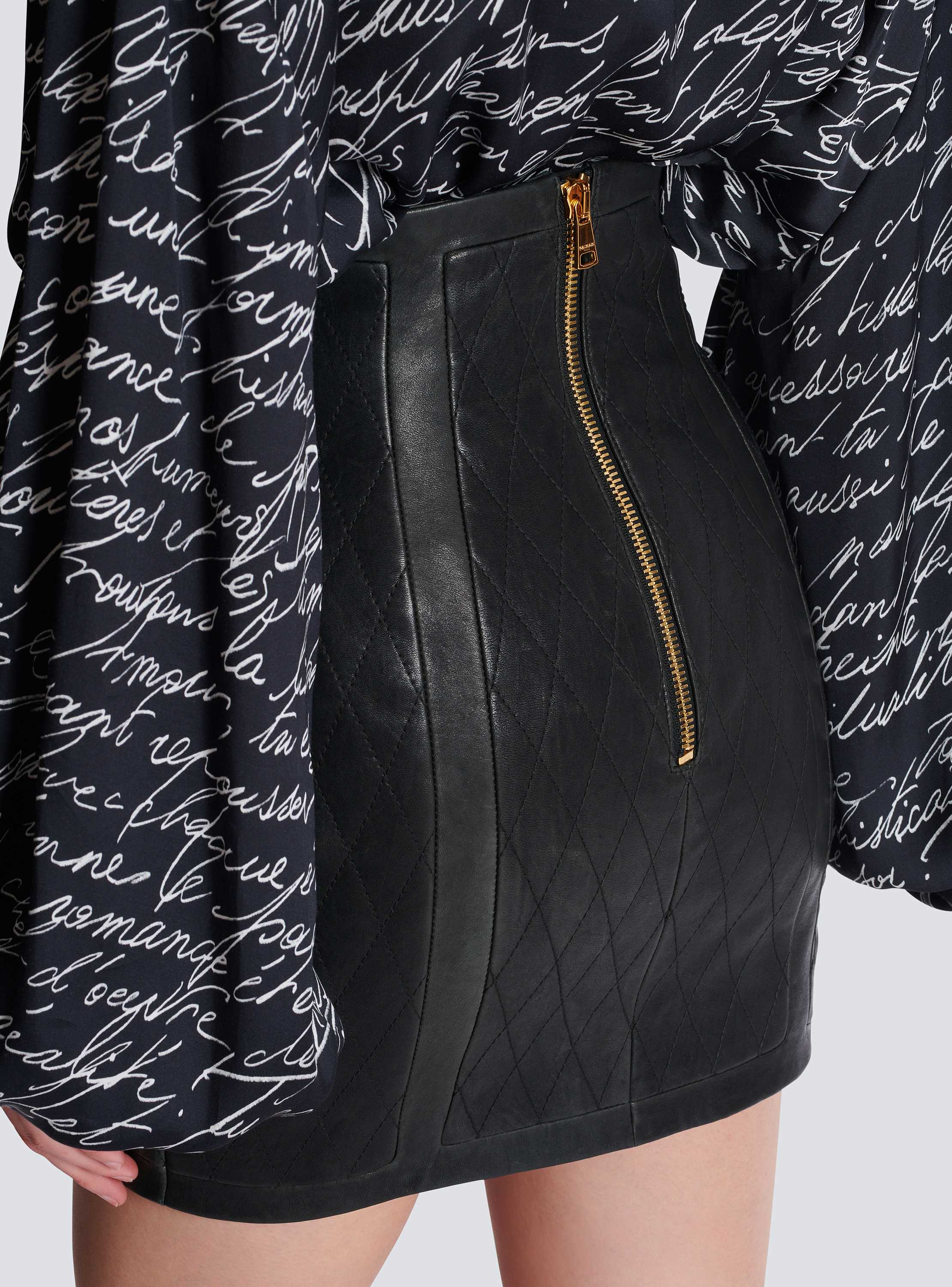 Quilted lambskin skirt with diamond motif