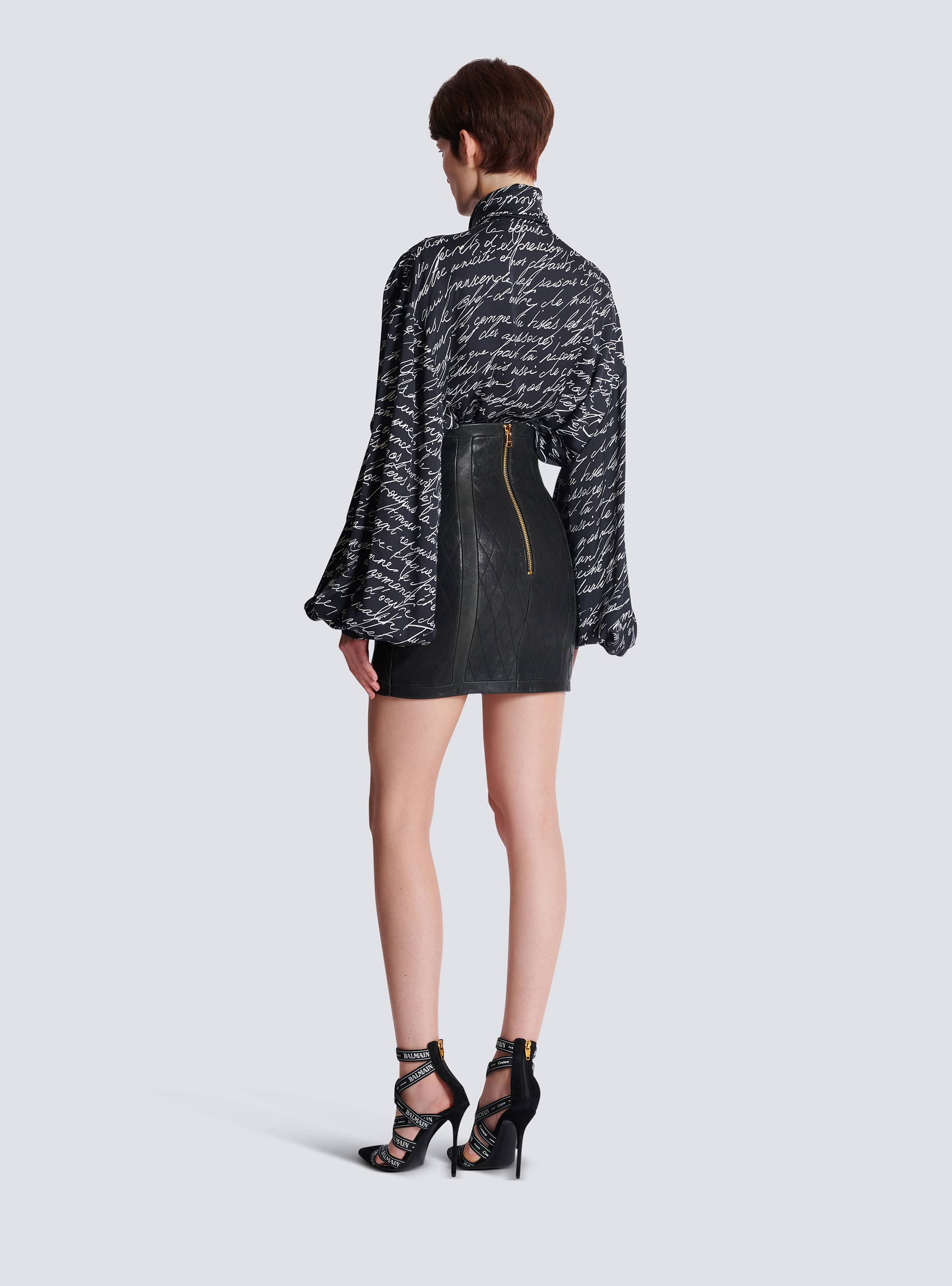 Quilted lambskin skirt with diamond motif