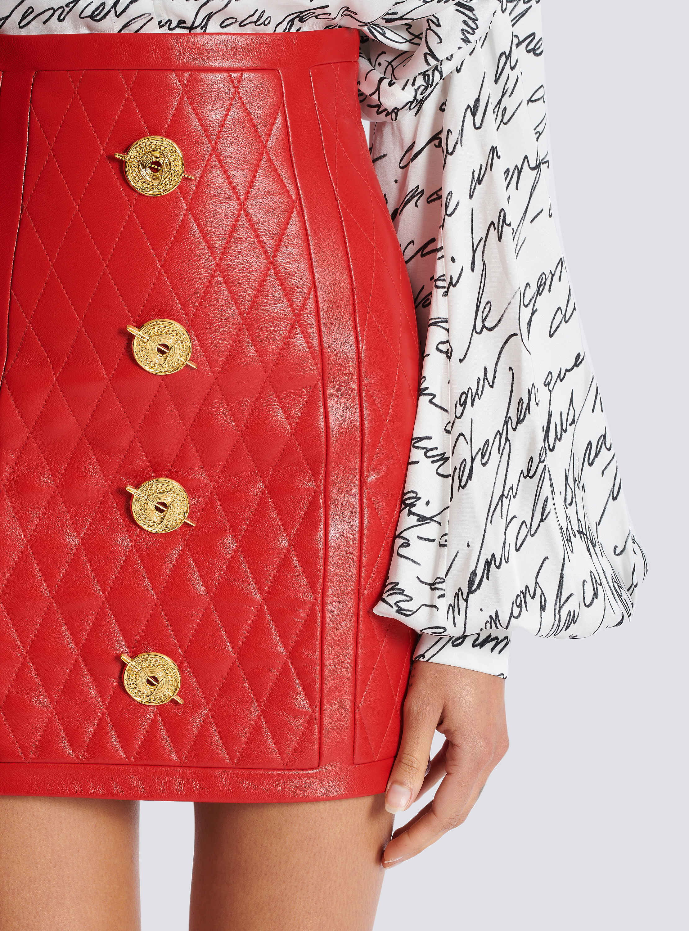 Quilted lambskin skirt with diamond motif