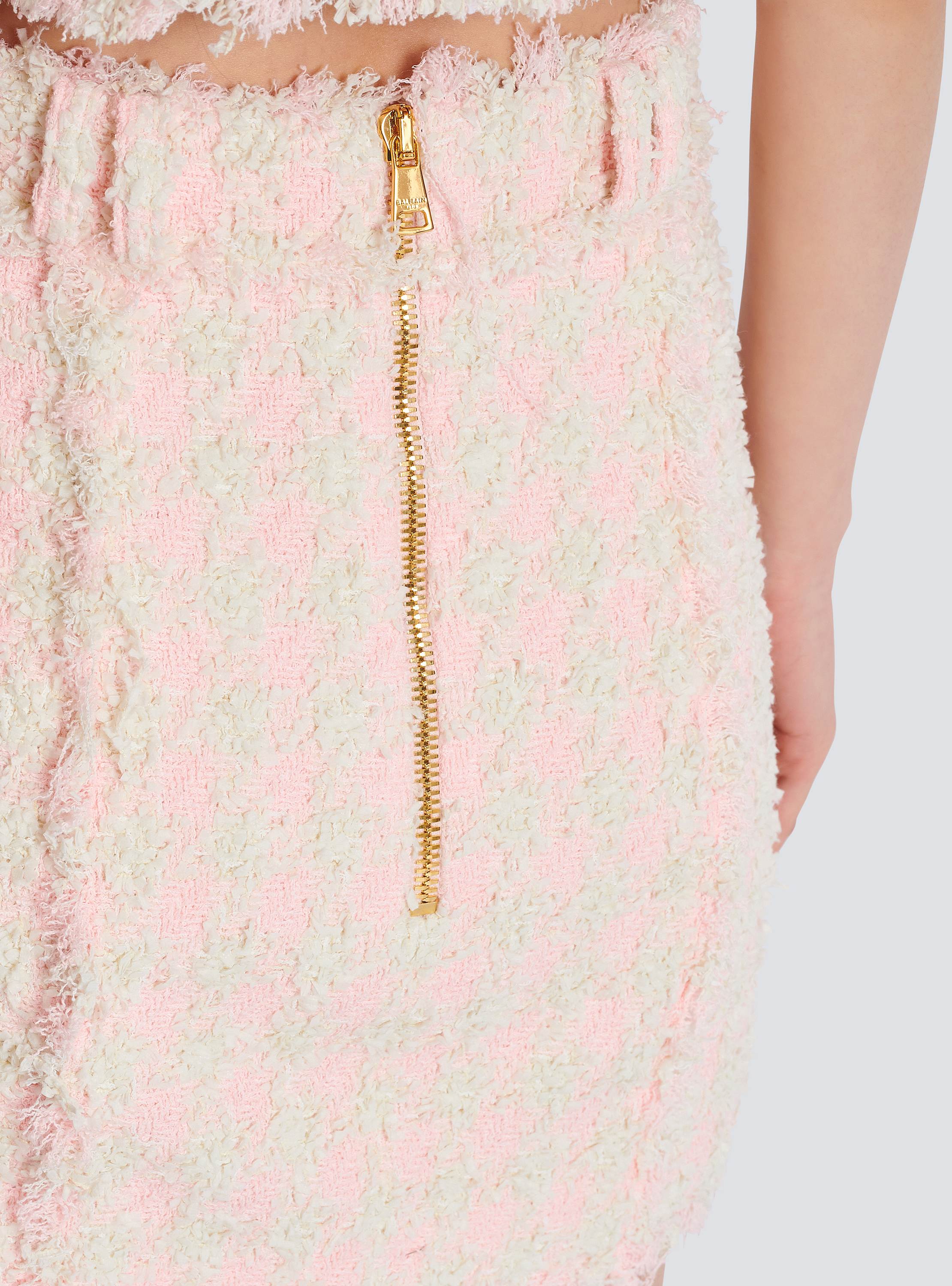 High-waist buttoned tweed mini skirt