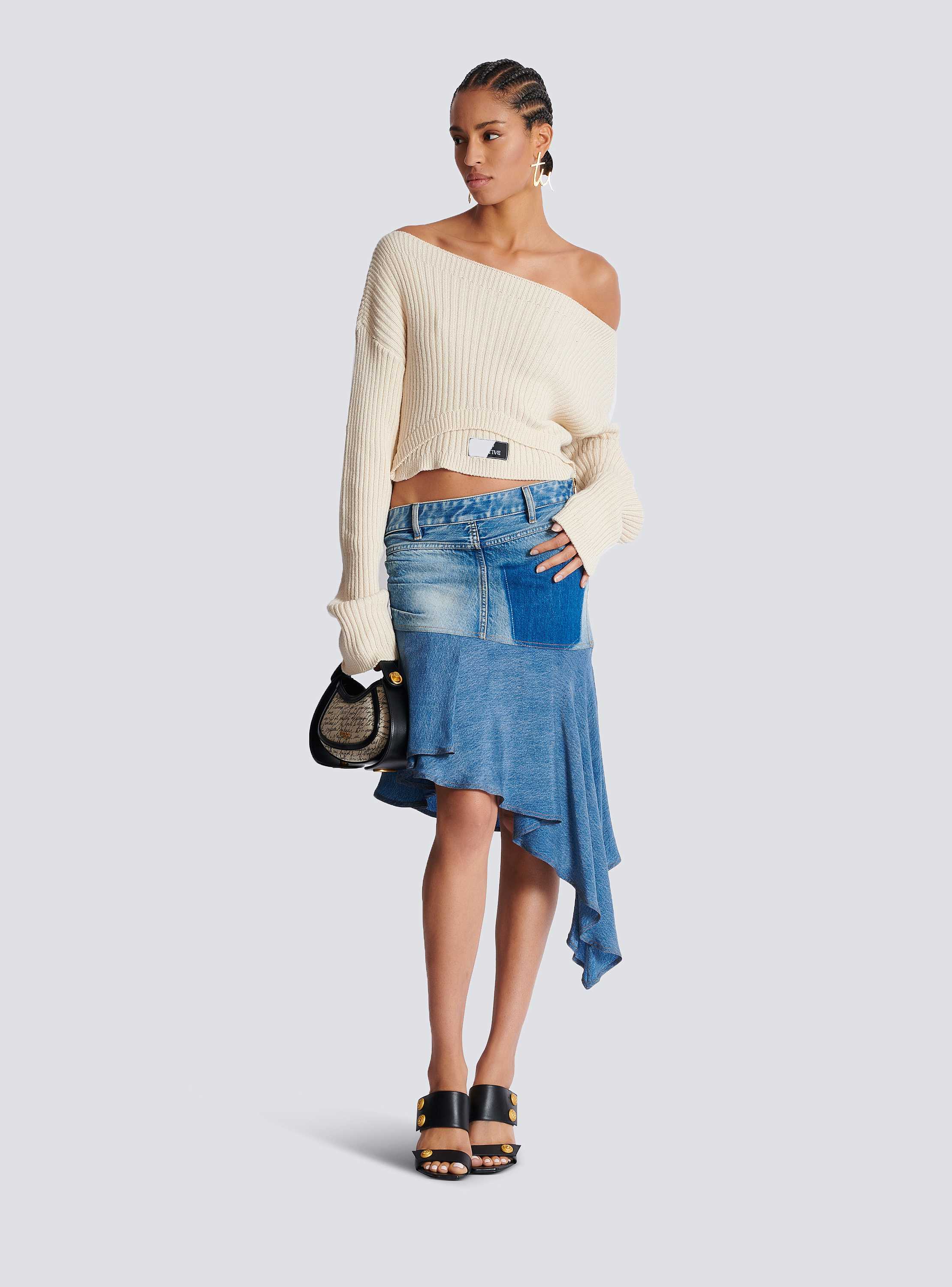 【関税＆送料込み】Balmain Asymmetric Mini Skirt Asymmetric denim short skirt blue - Women | BALMAIN
