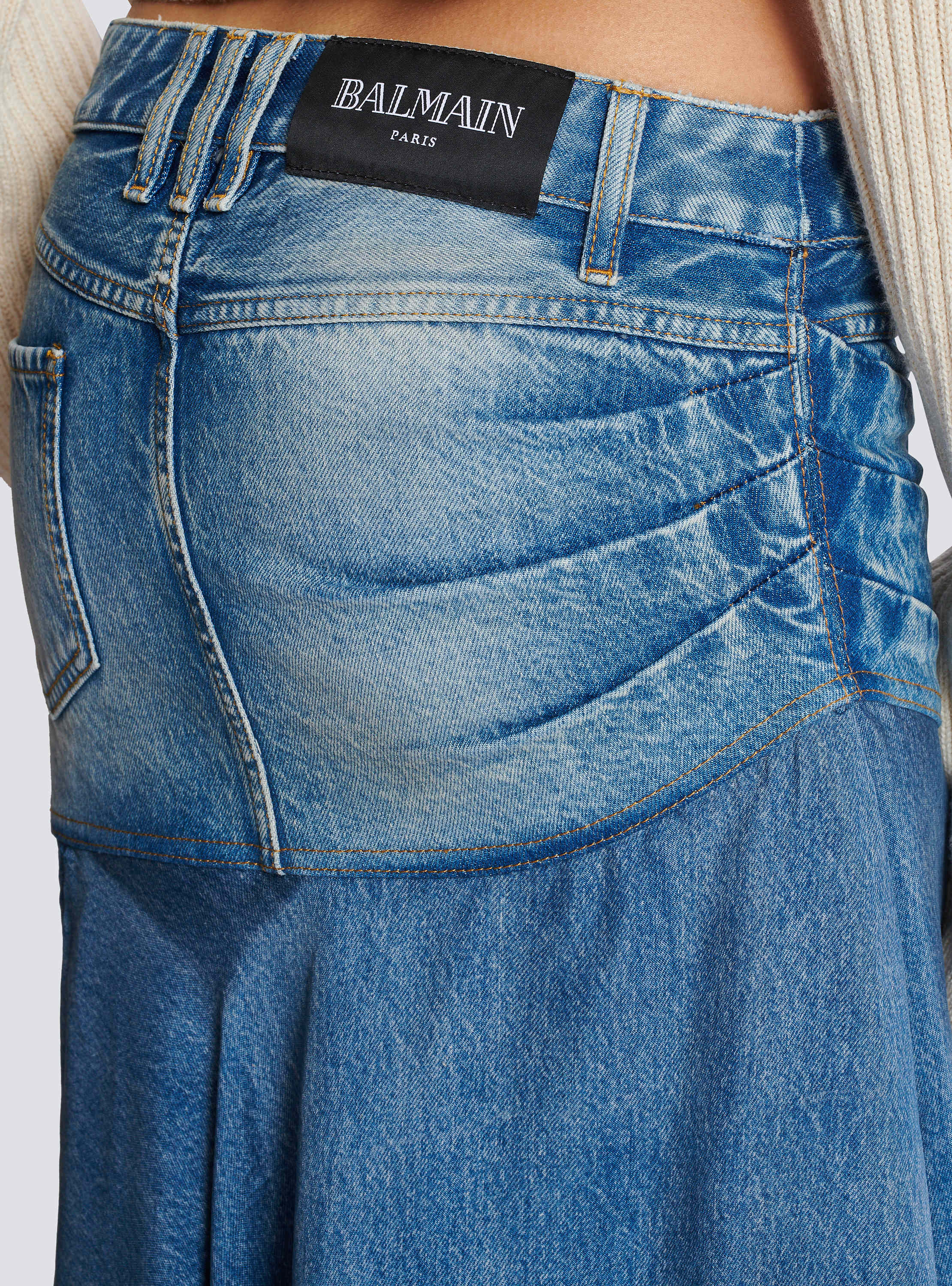 Asymmetric denim short skirt - Women | BALMAIN