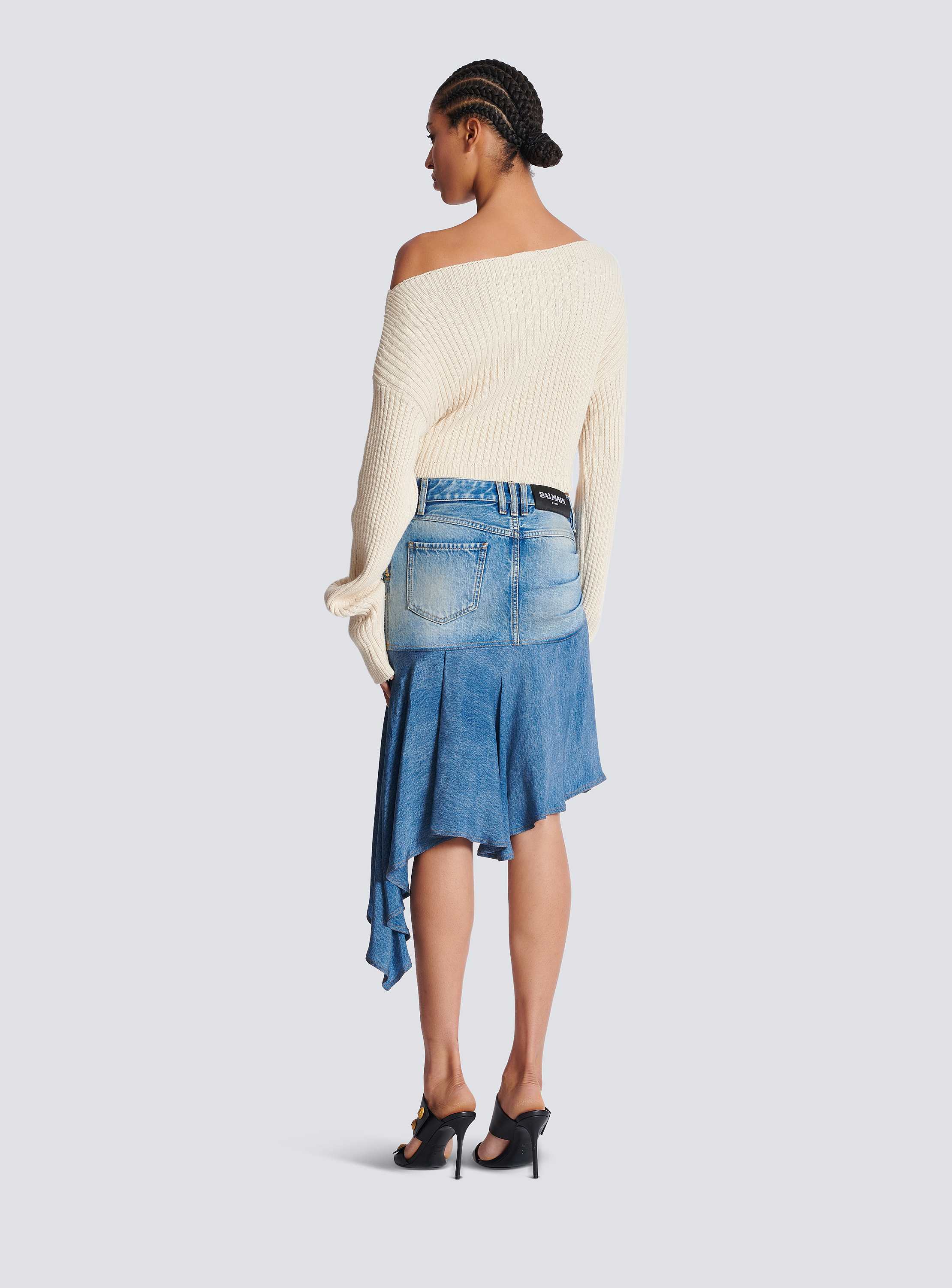 【関税＆送料込み】Balmain Denim Midi Skirt Retro Fab High Slit Patchwork Denim Maxi Skirt | Windsor