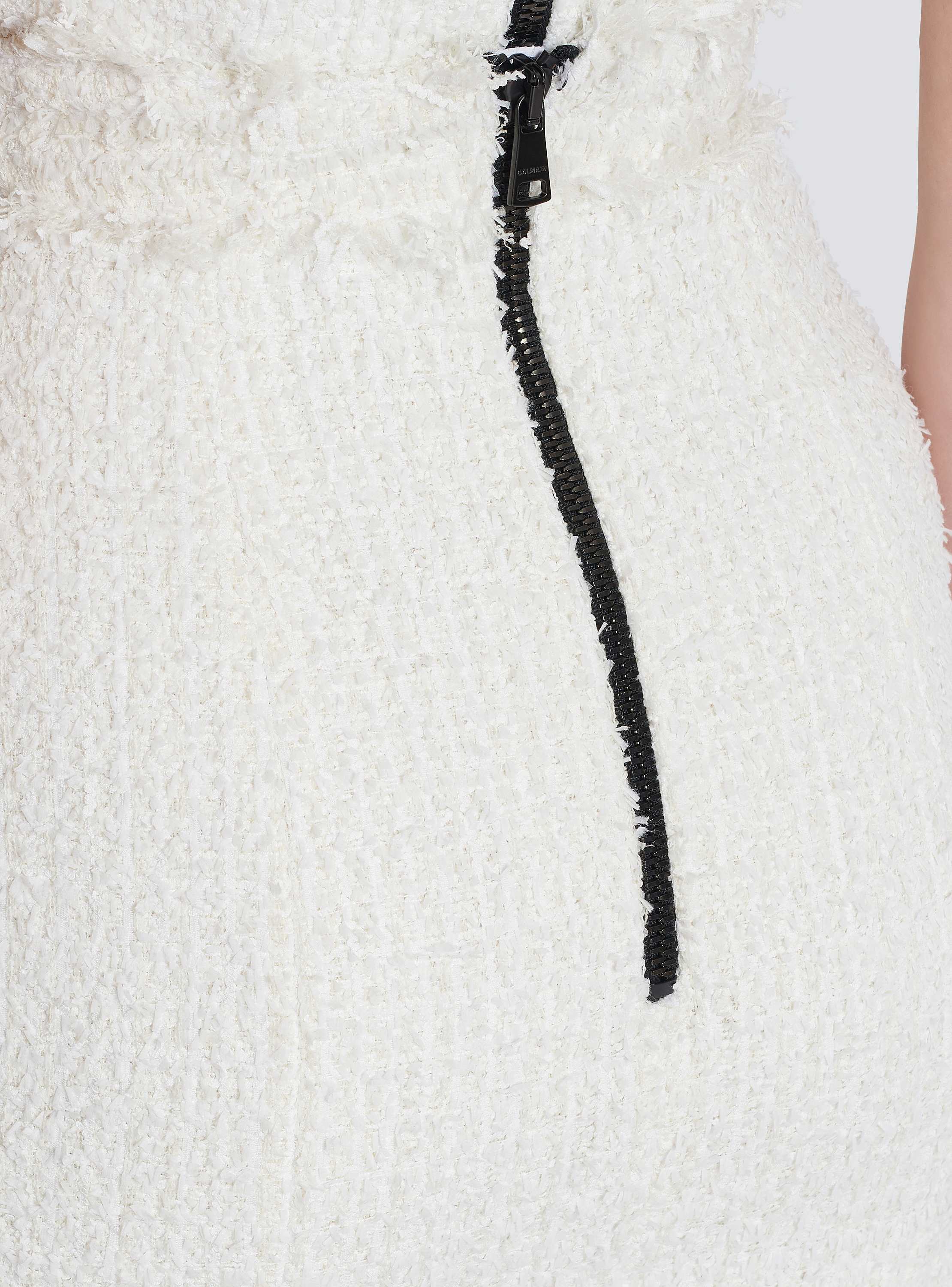 Love letter embroidered tweed skirt