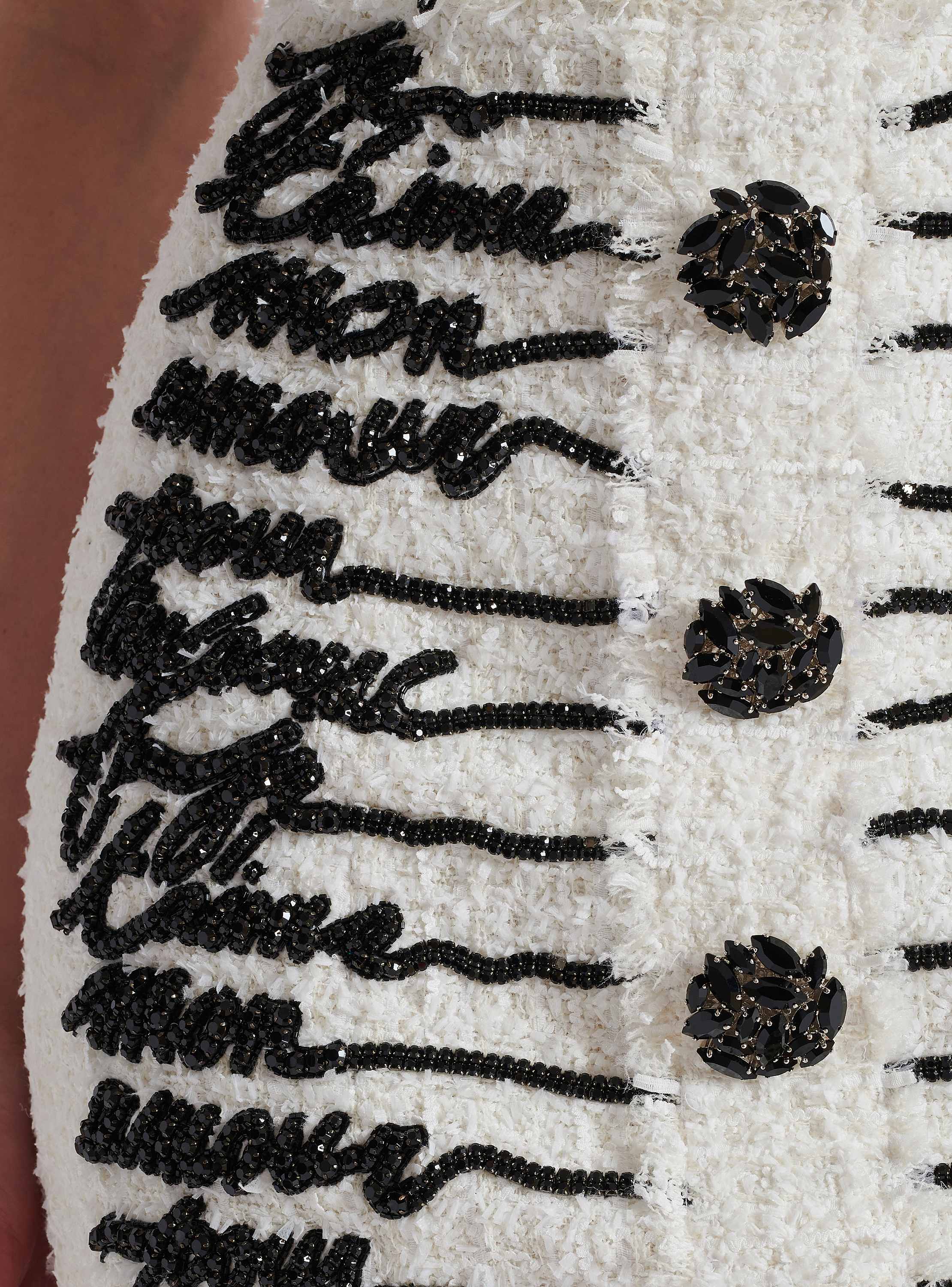 Love letter embroidered tweed skirt