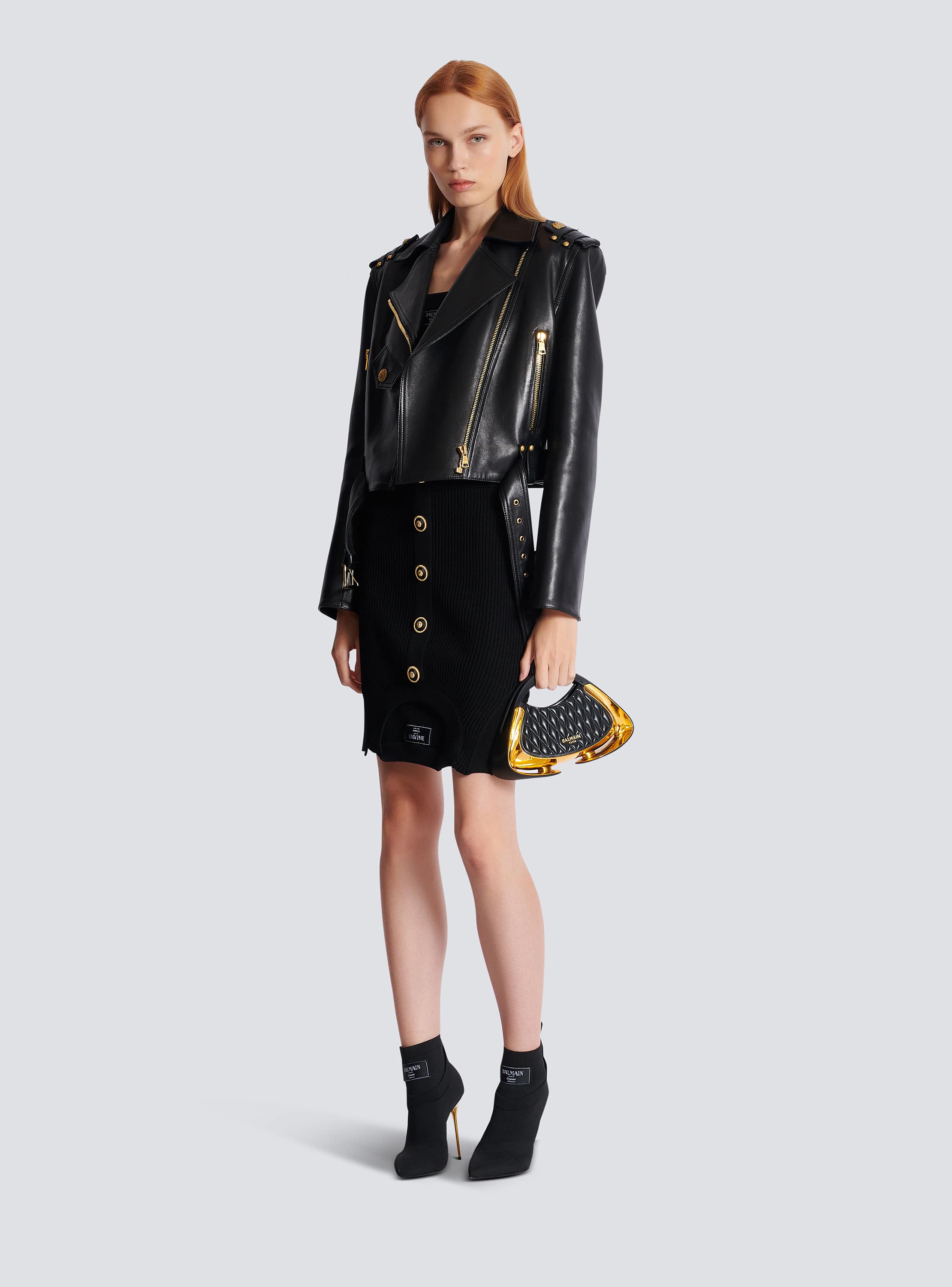 Short optical illusion ribbed knit skirt - Women | BALMAIN