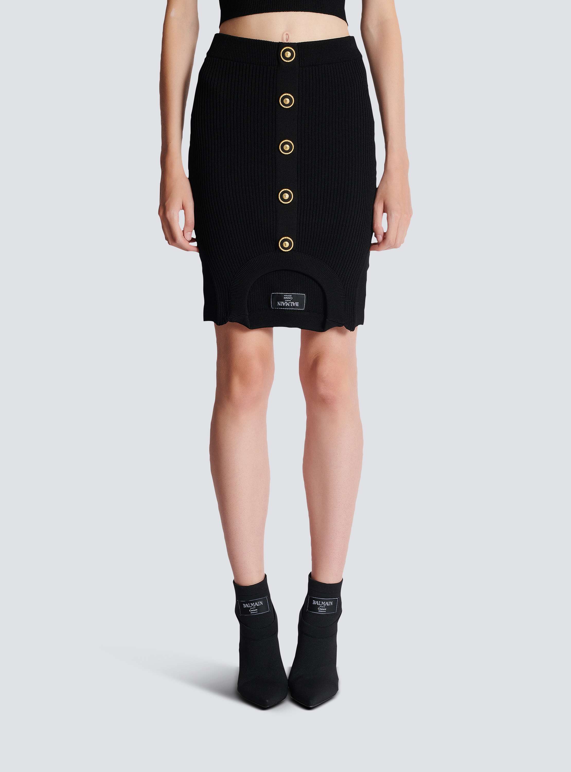 激安商品 Short optical illusion ribbed knit skirt black - Women | BALMAIN スカート