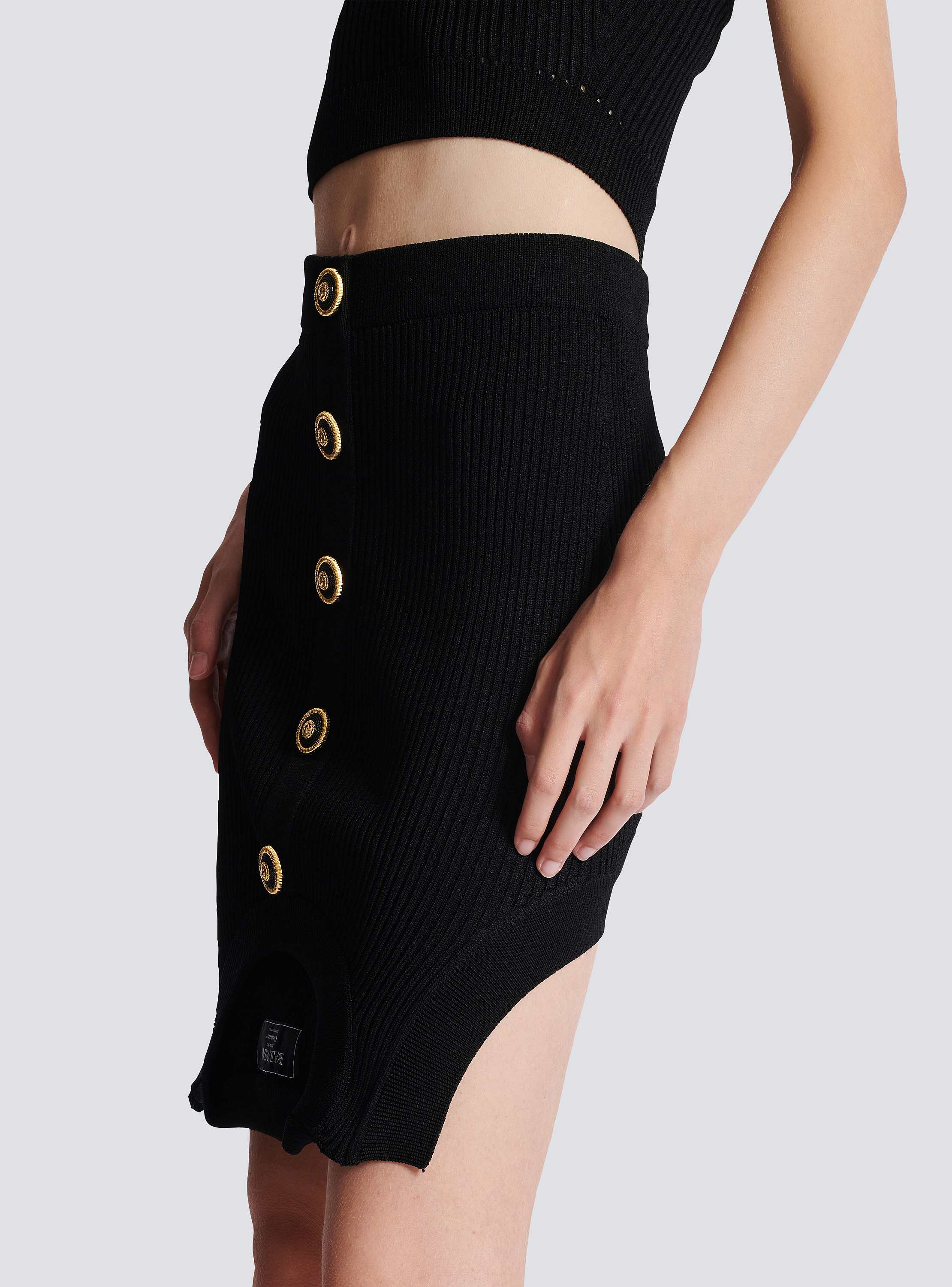 Short optical illusion ribbed knit skirt - Women | BALMAIN
